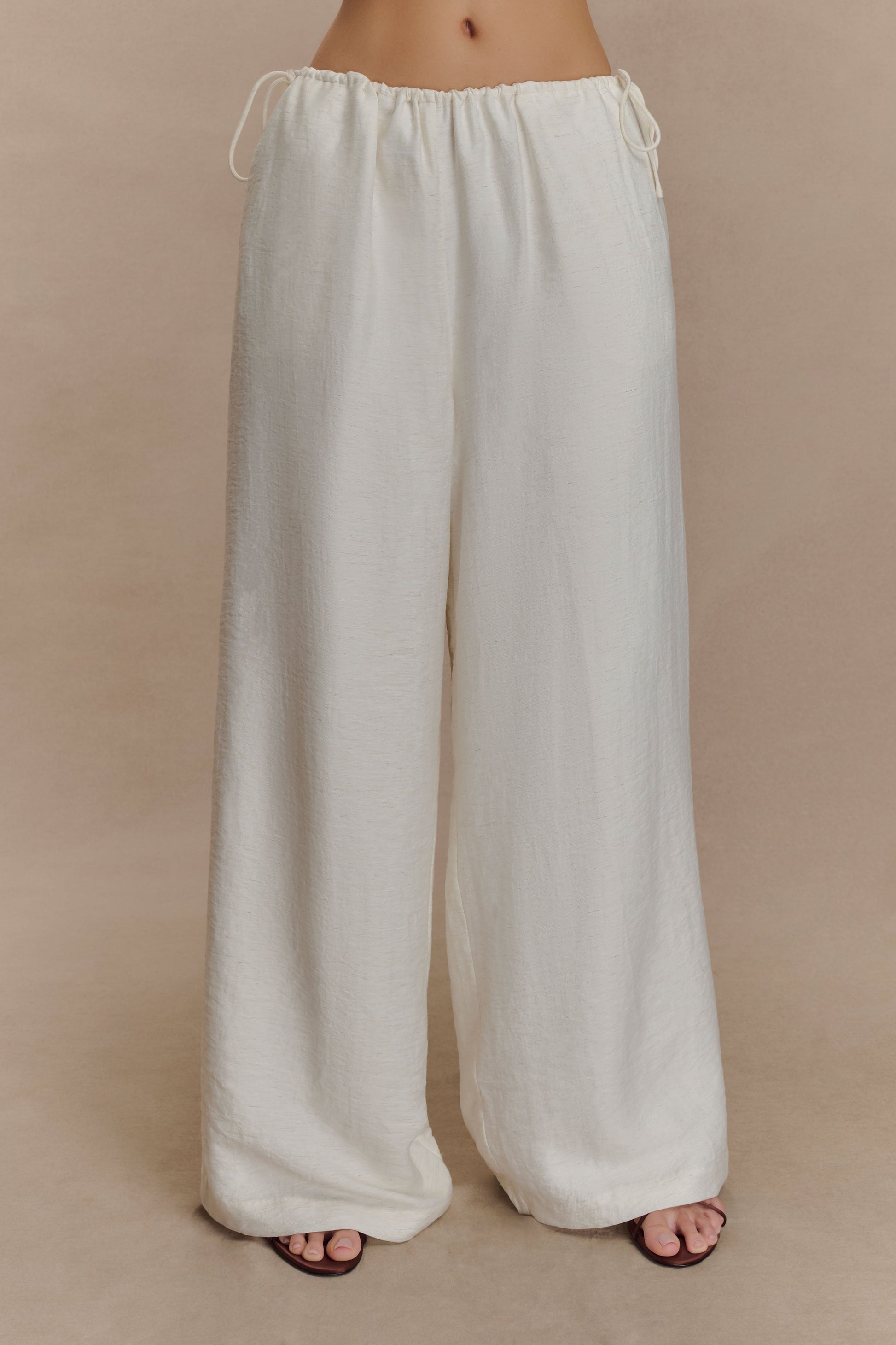 Callum Drawstring Straight Leg Pants - White #5