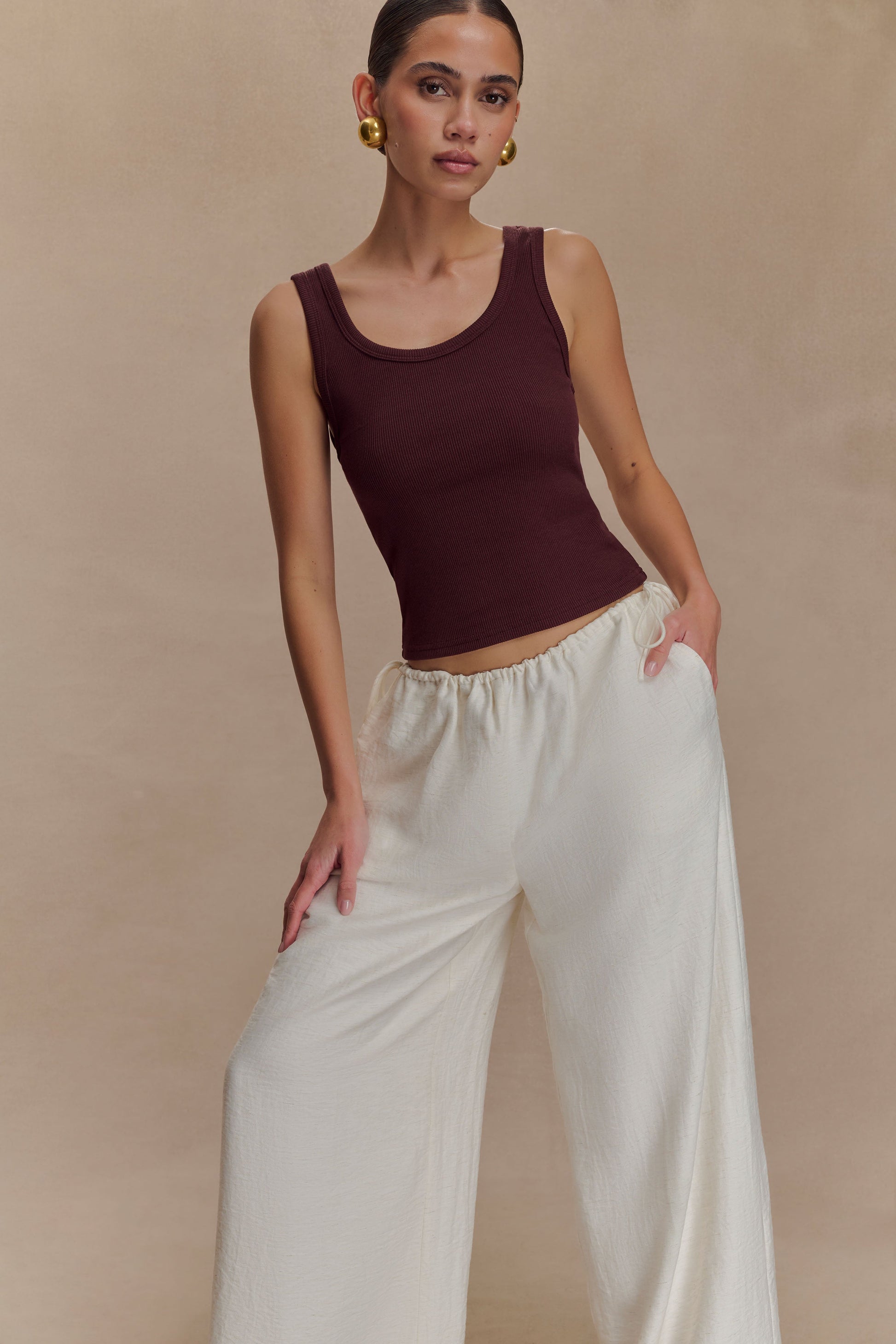 Callum Drawstring Straight Leg Pants - White #3