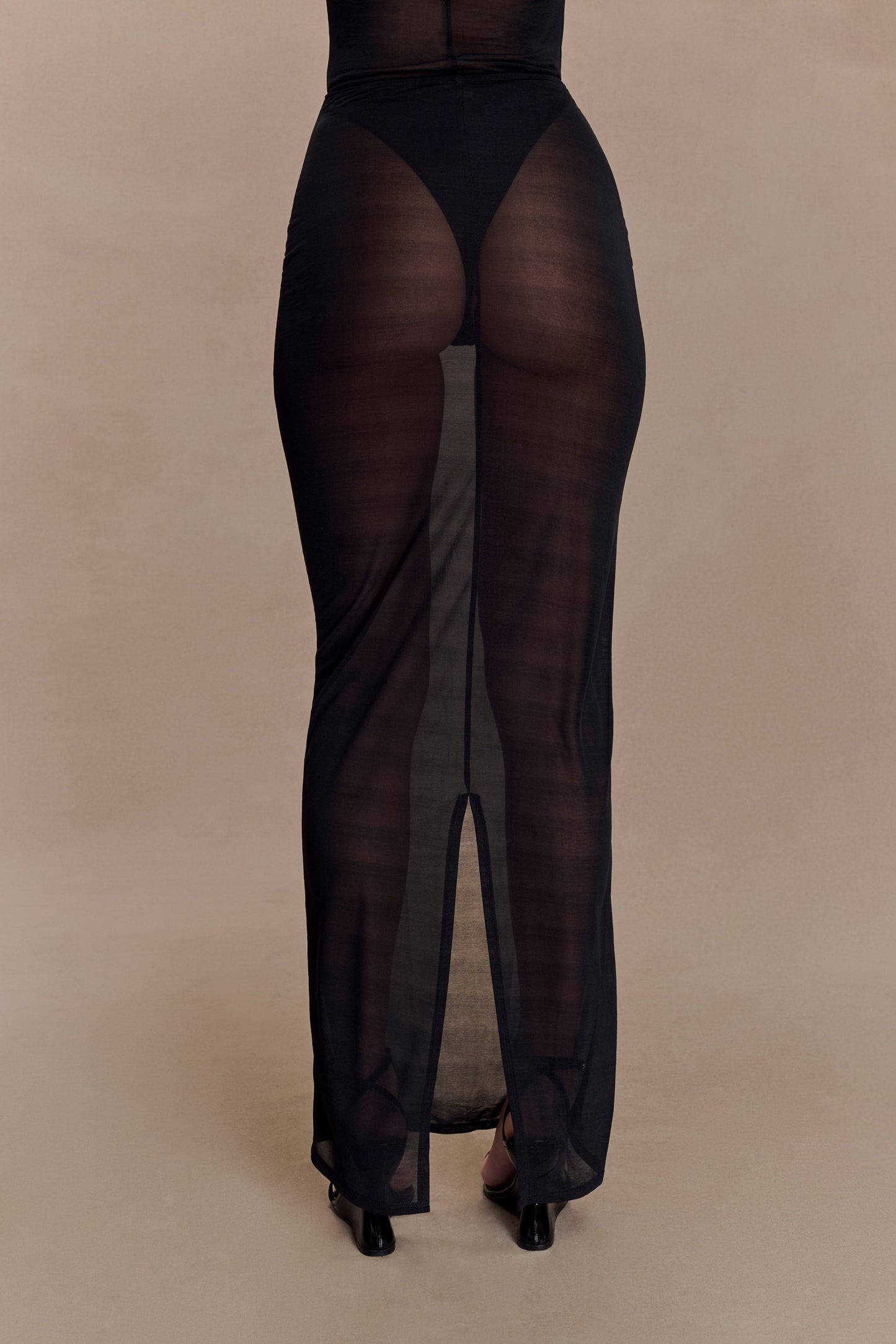 Aoife Mesh Maxi Skirt - Black