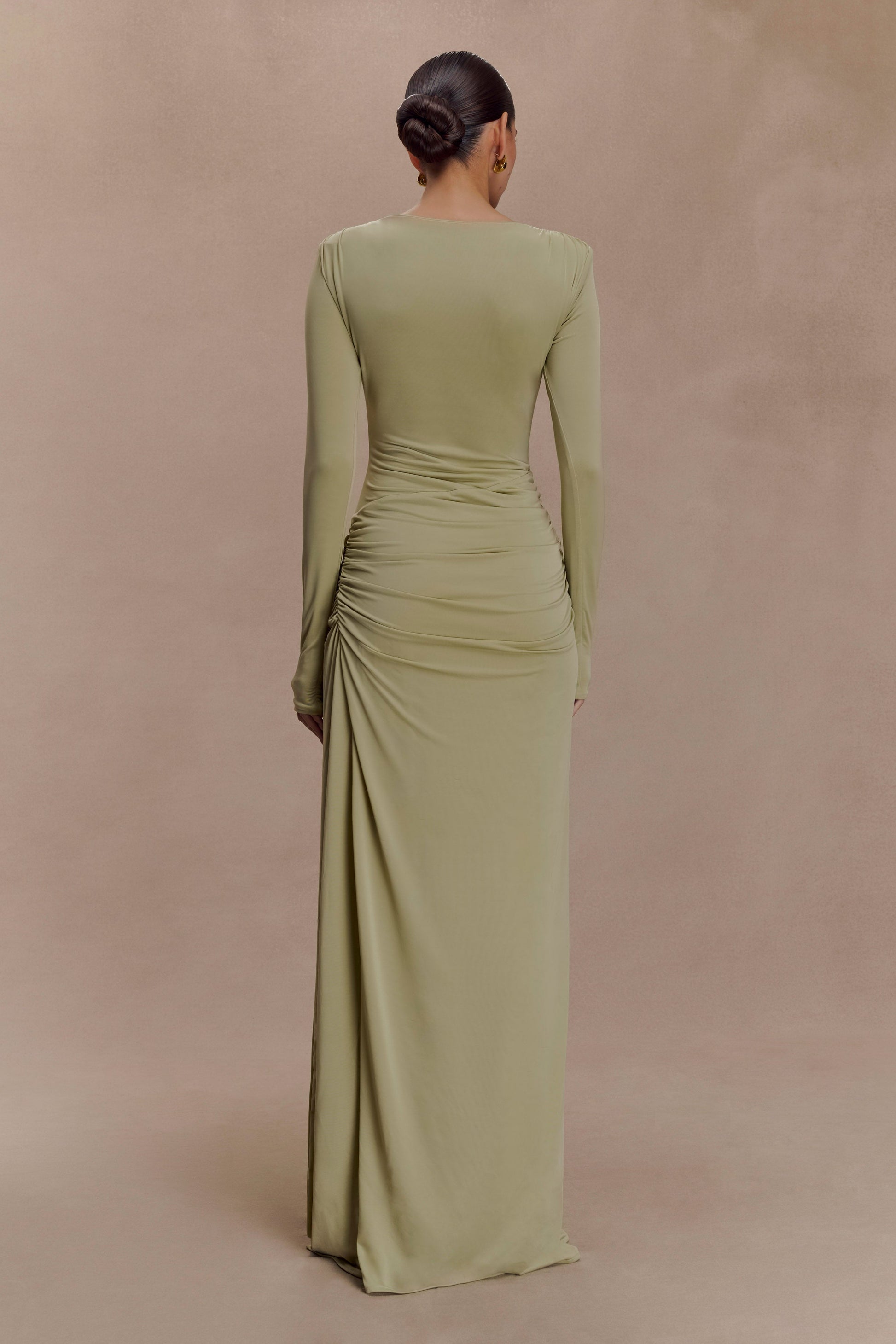 Deanna Long Sleeve Gathered Maxi Dress - Sage #2