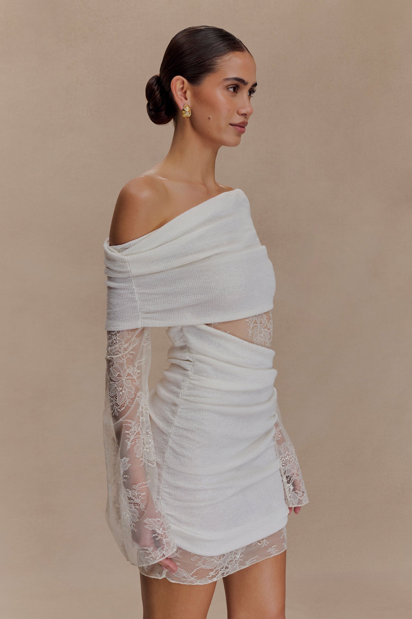 Luxie Lace Knit Mini Dress - Ivory