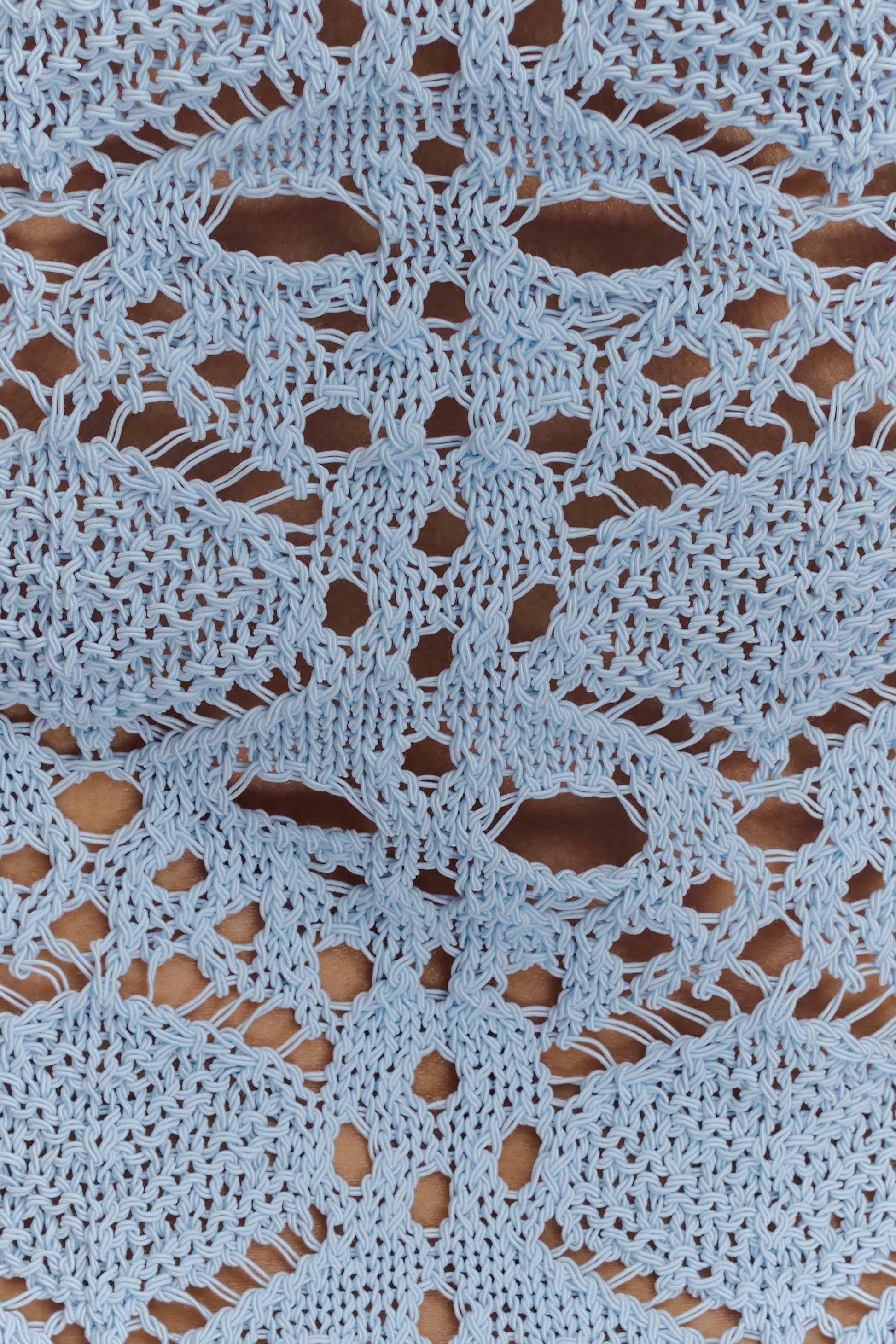 Aeline Strapless Crochet Knit Top - Sky Blue #4