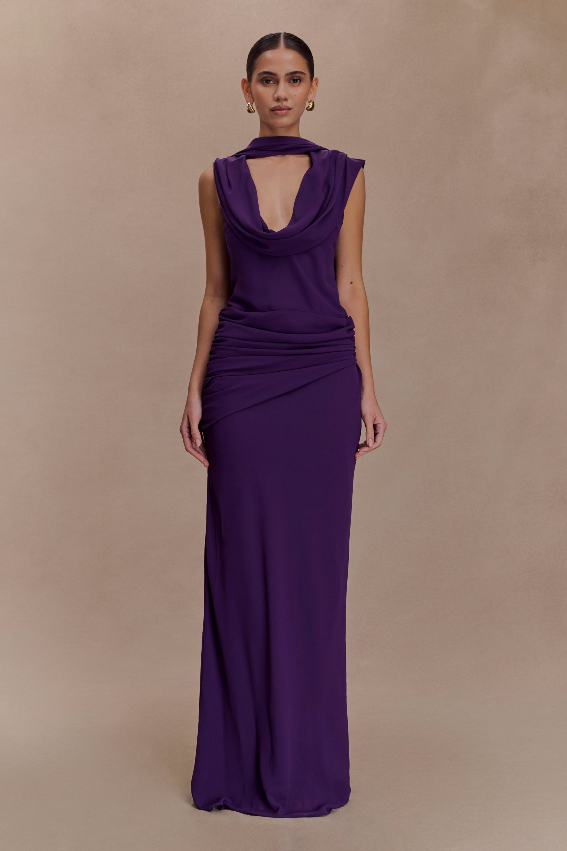 Giulia Chiffon Draped Maxi Dress - Purple #2