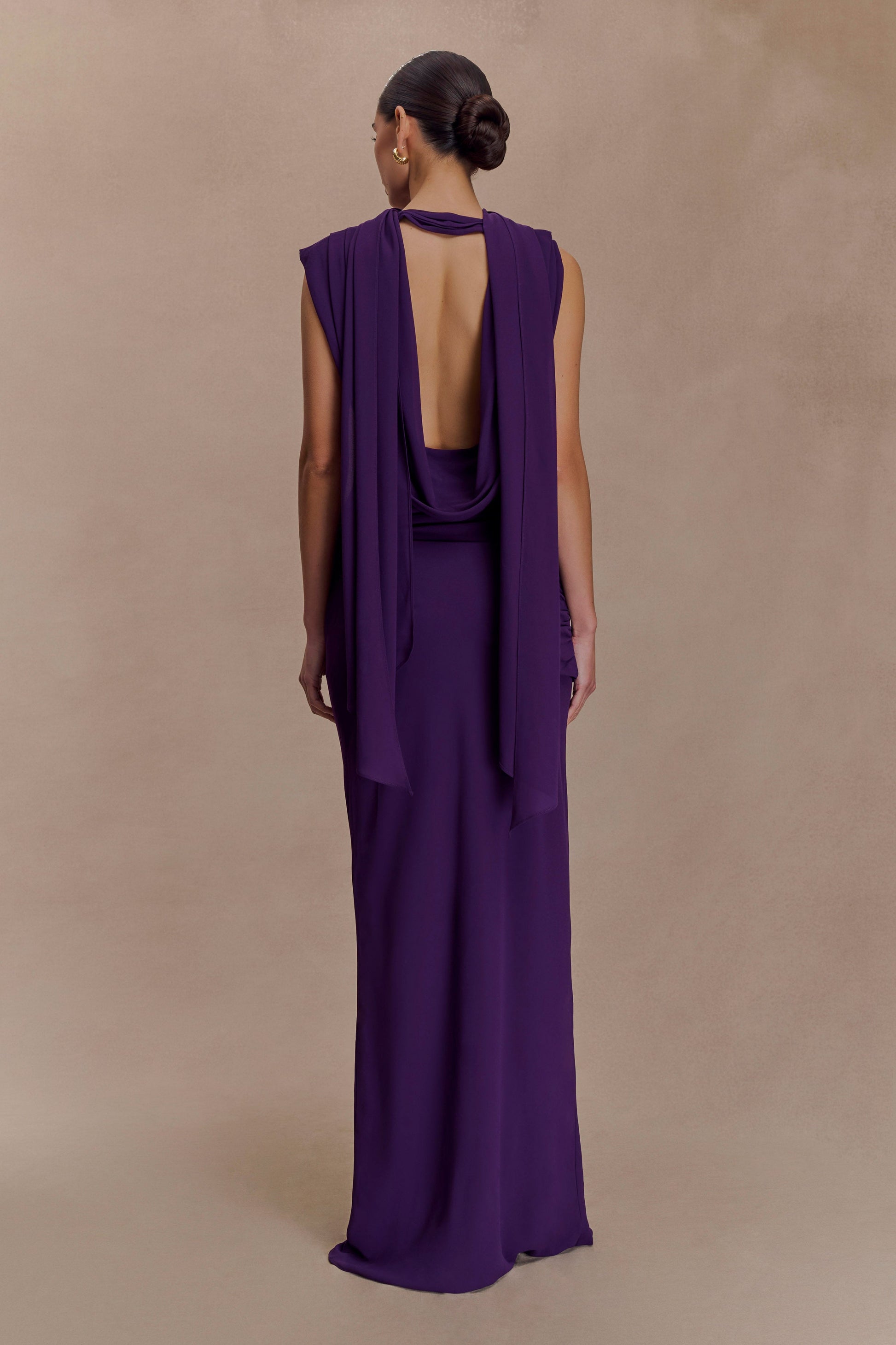 Giulia Chiffon Draped Maxi Dress - Purple #3