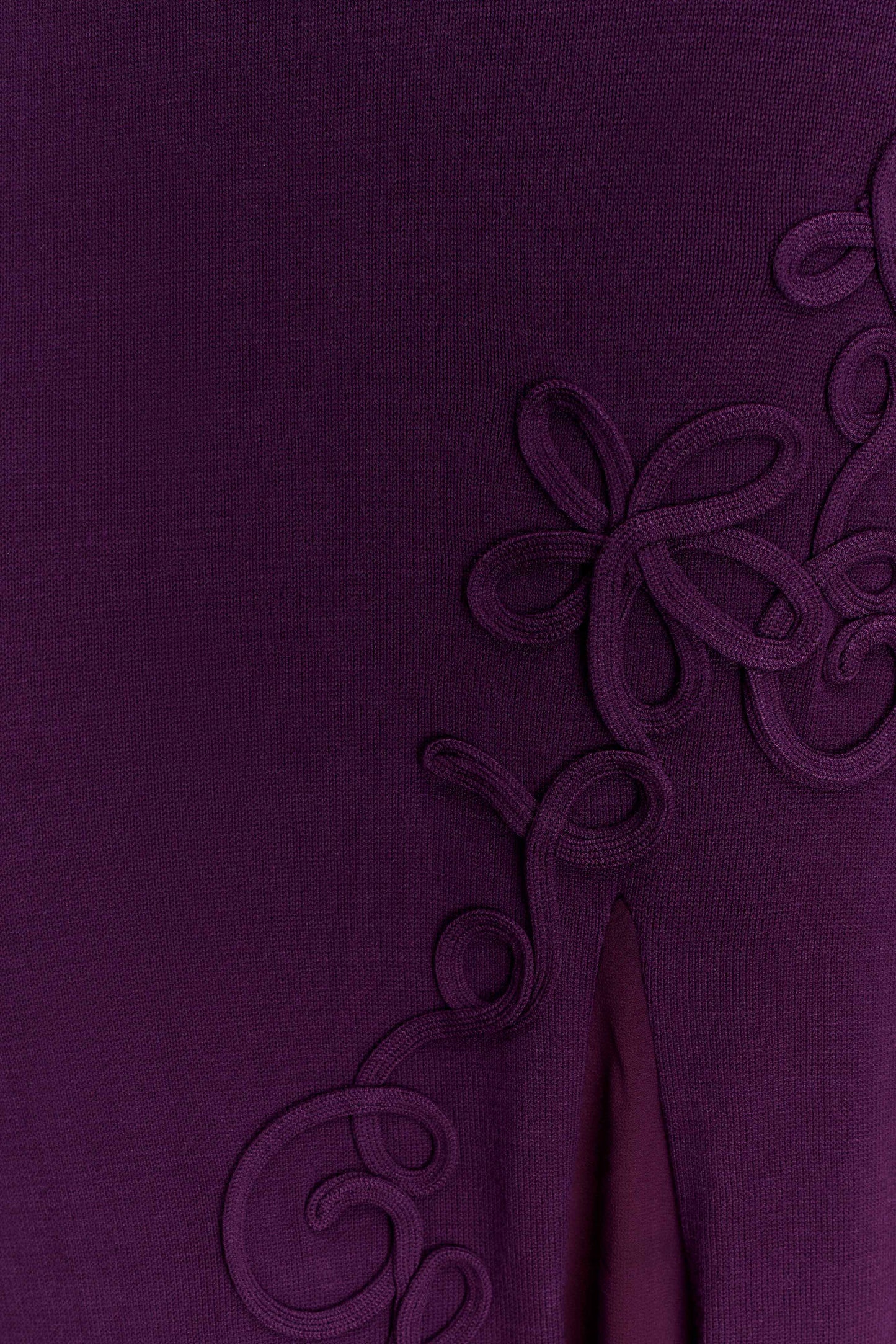 Nesta Embroidery Off Shoulder Knit Dress - Plum