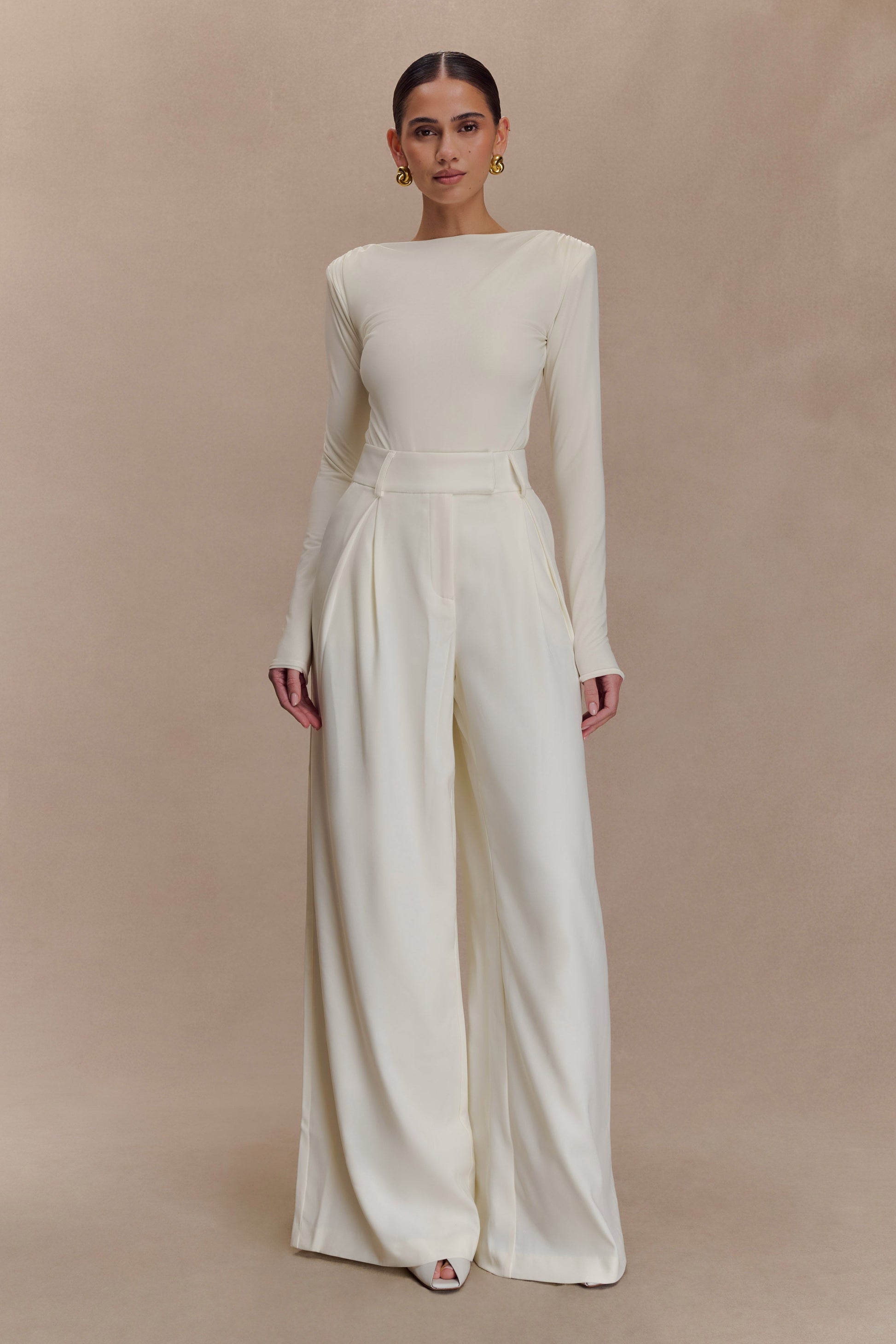 Elsie Shoulder Pad Bodysuit - Ivory #4