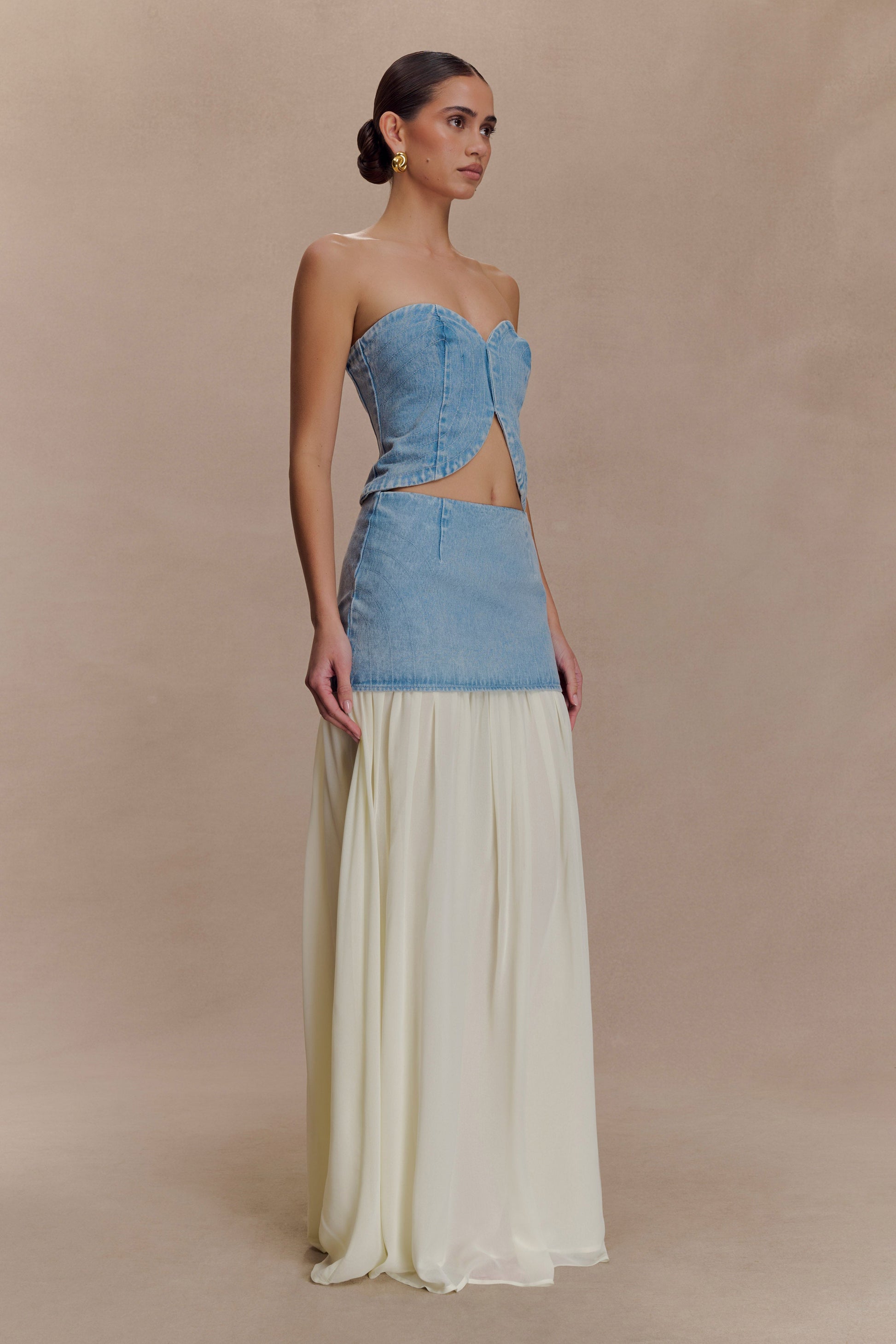 Tully Chiffon Denim Maxi Skirt - 80'S Blue #3