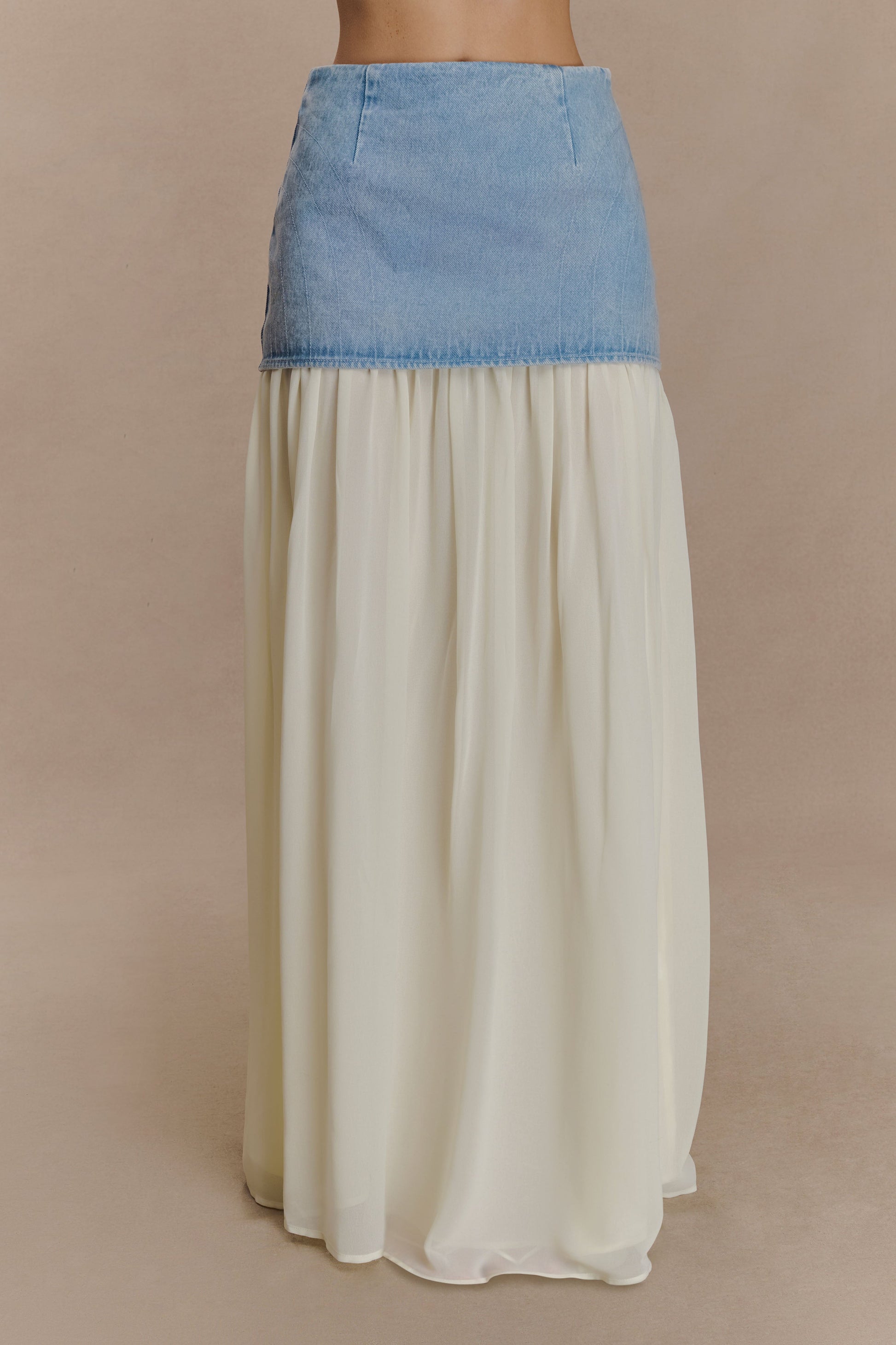Tully Chiffon Denim Maxi Skirt - 80'S Blue #5