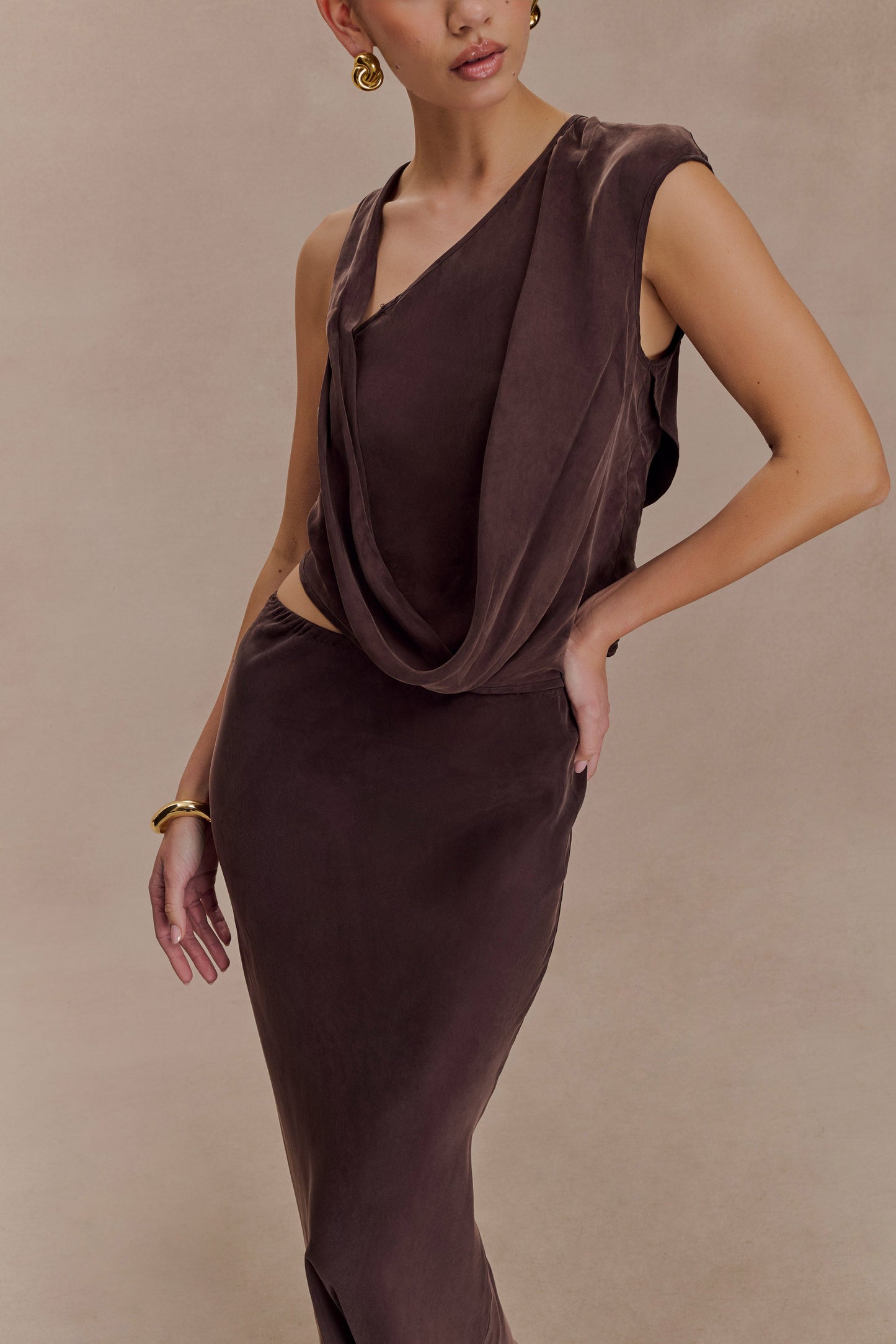 Violeta Asymmetric Top - Dark Chocolate