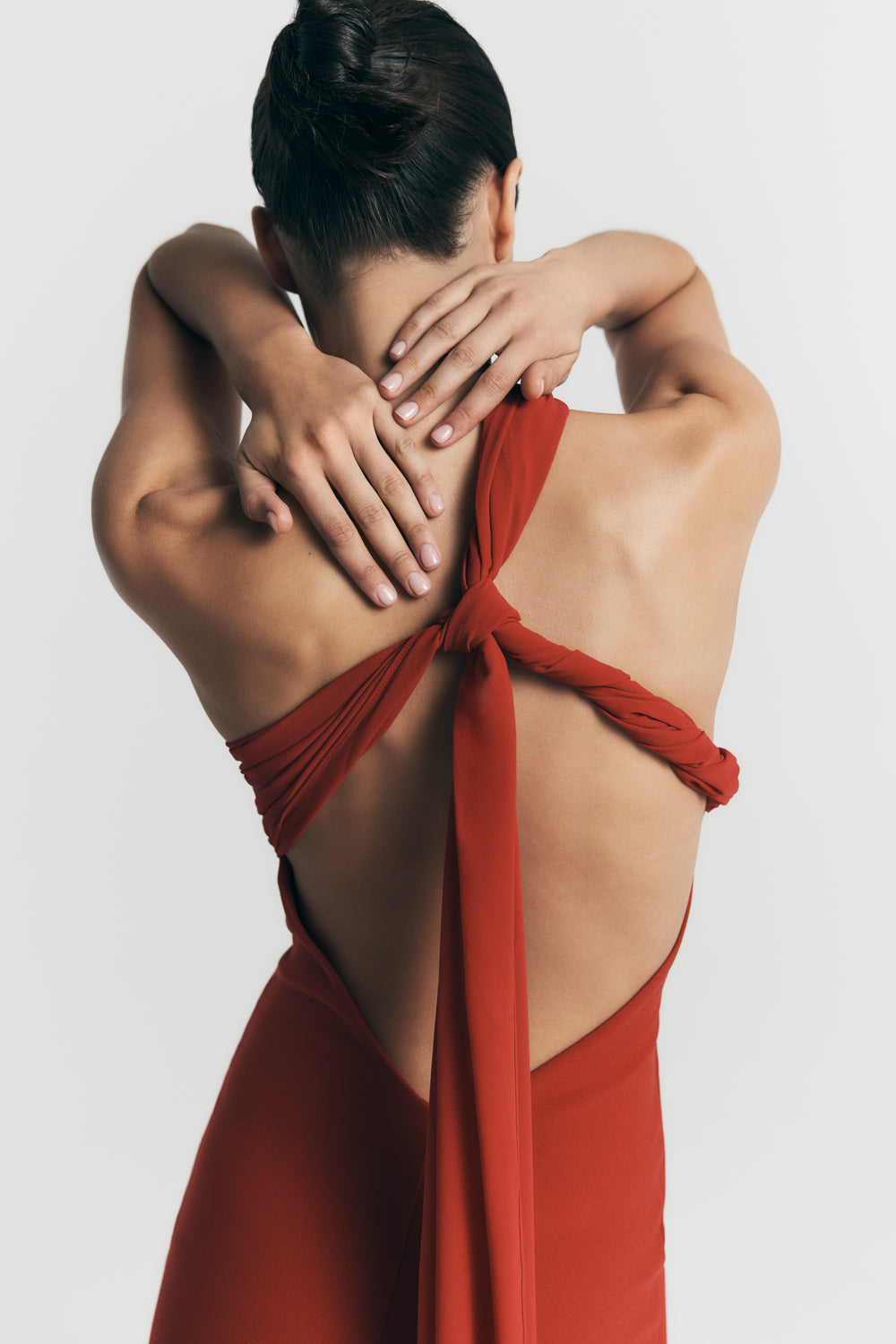 Philippa Knotted Crepe Maxi Dress - Ruby