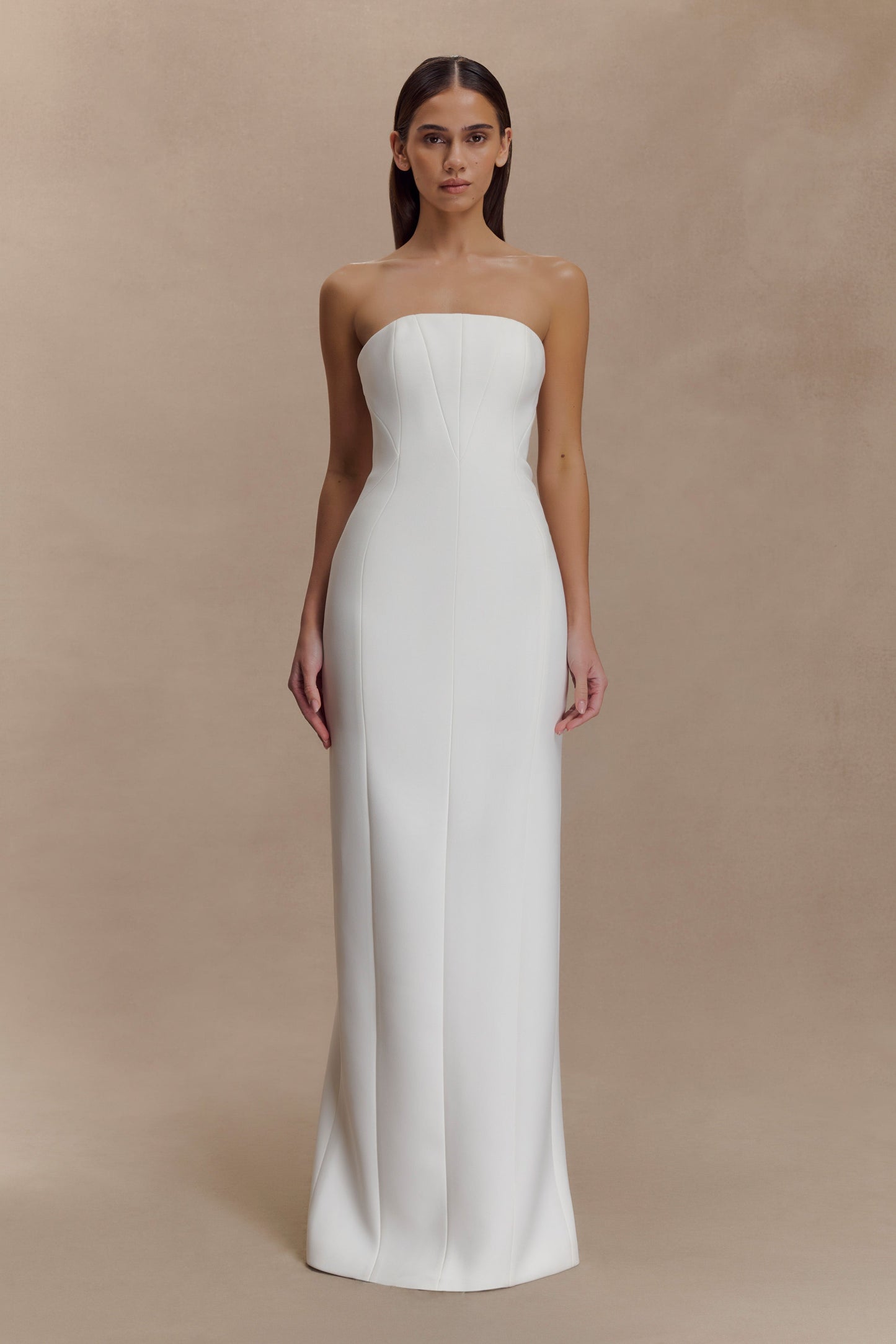 Kalila Strapless Crepe Maxi Dress - White