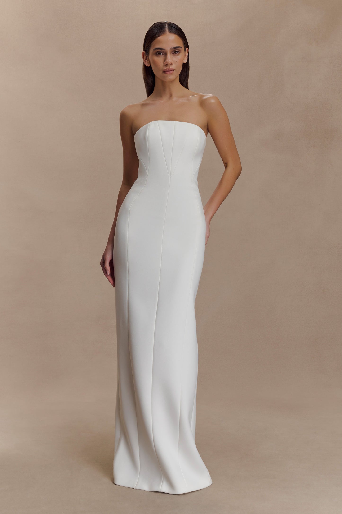 Kalila Strapless Crepe Maxi Dress - White