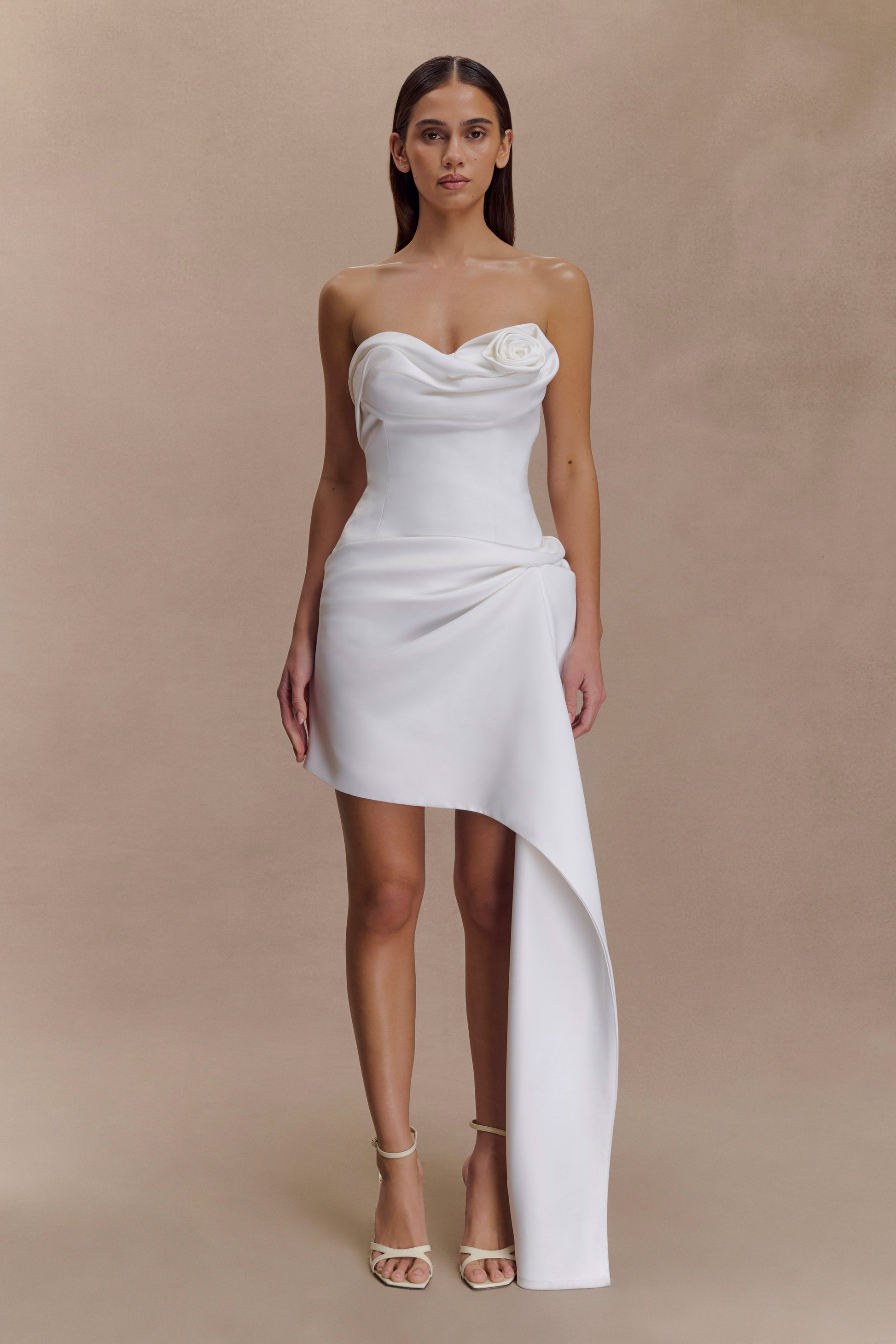 Evianna Strapless Gathered Mini Dress - White #7