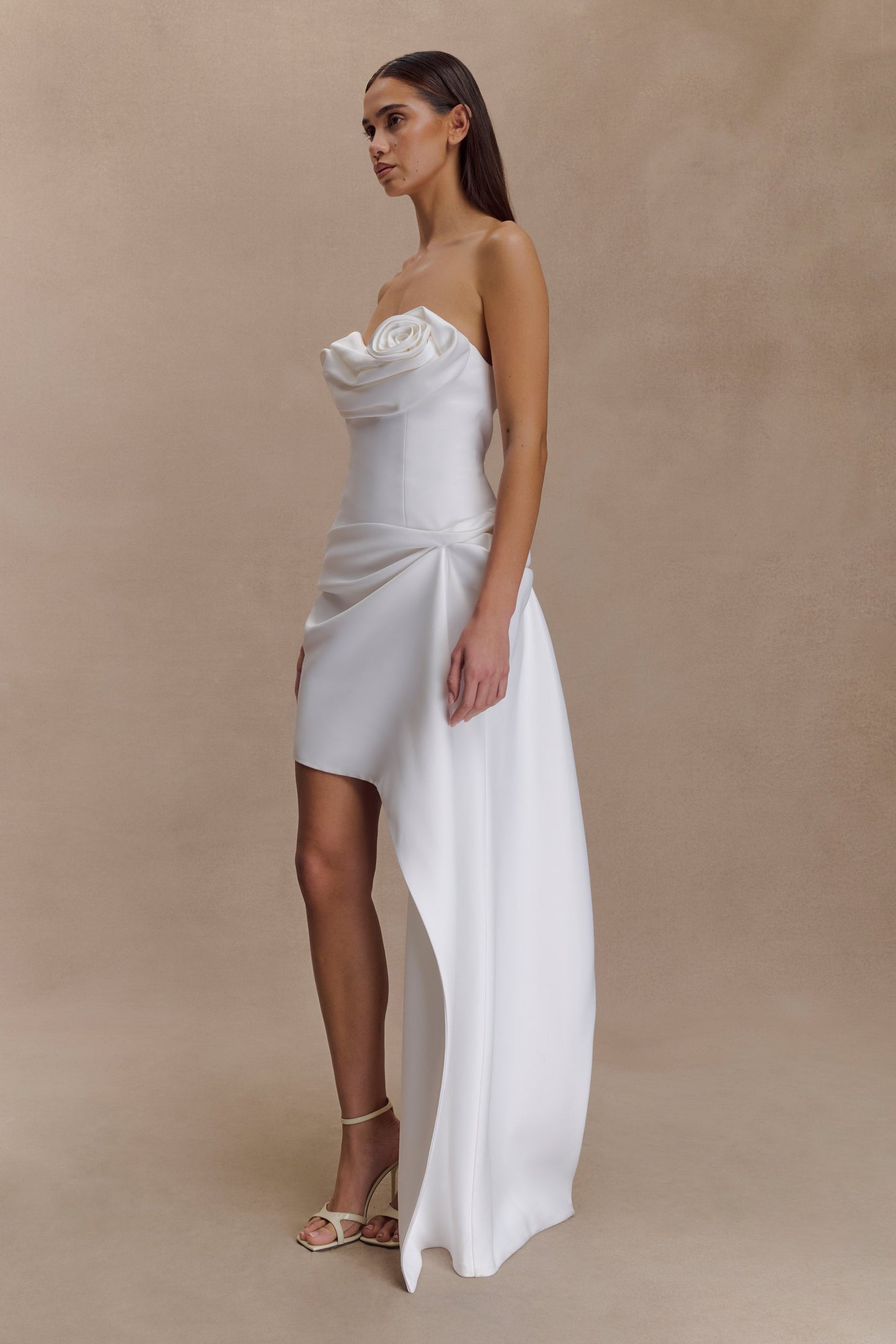 Evianna Strapless Gathered Mini Dress - White