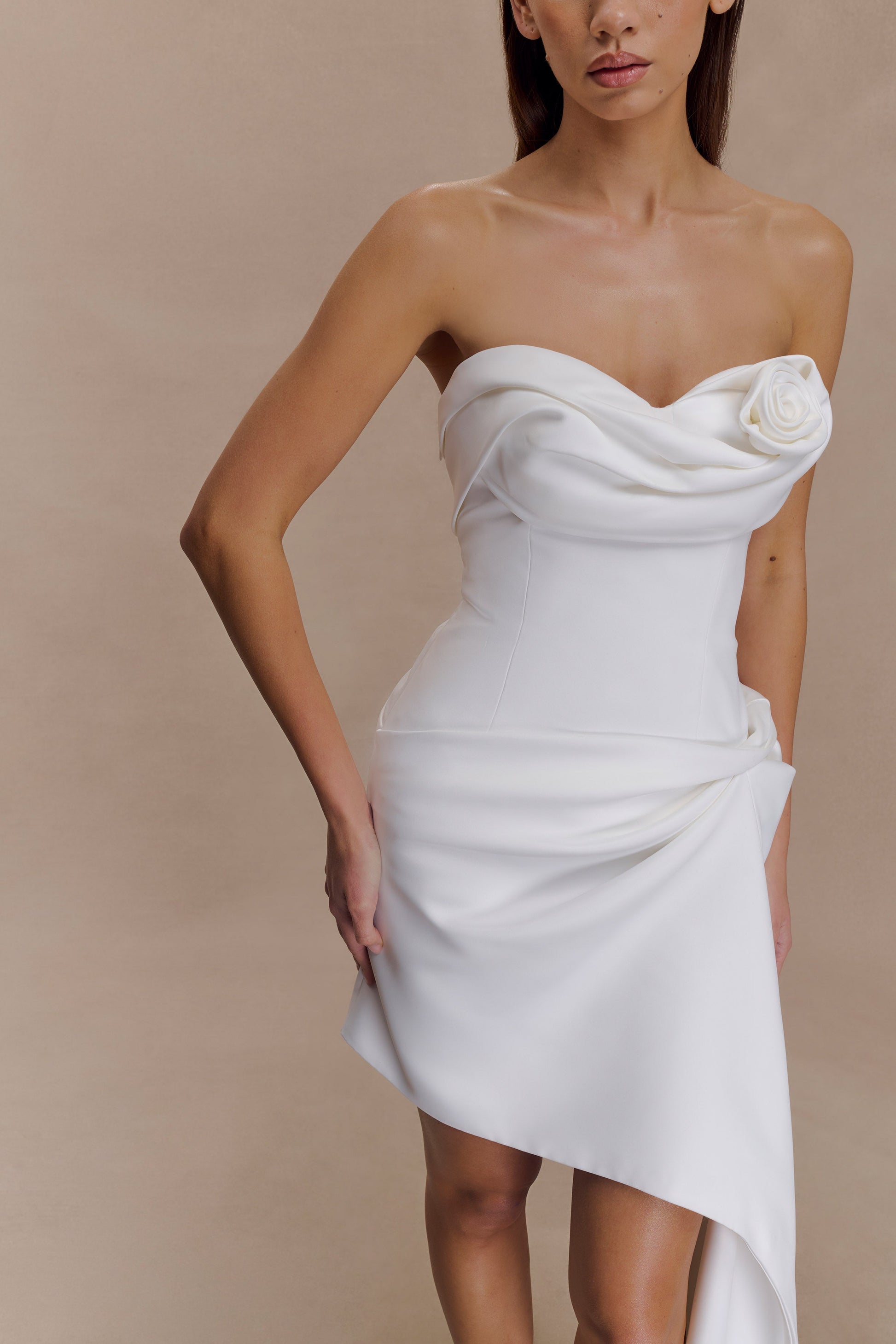 Evianna Strapless Gathered Mini Dress - White #5