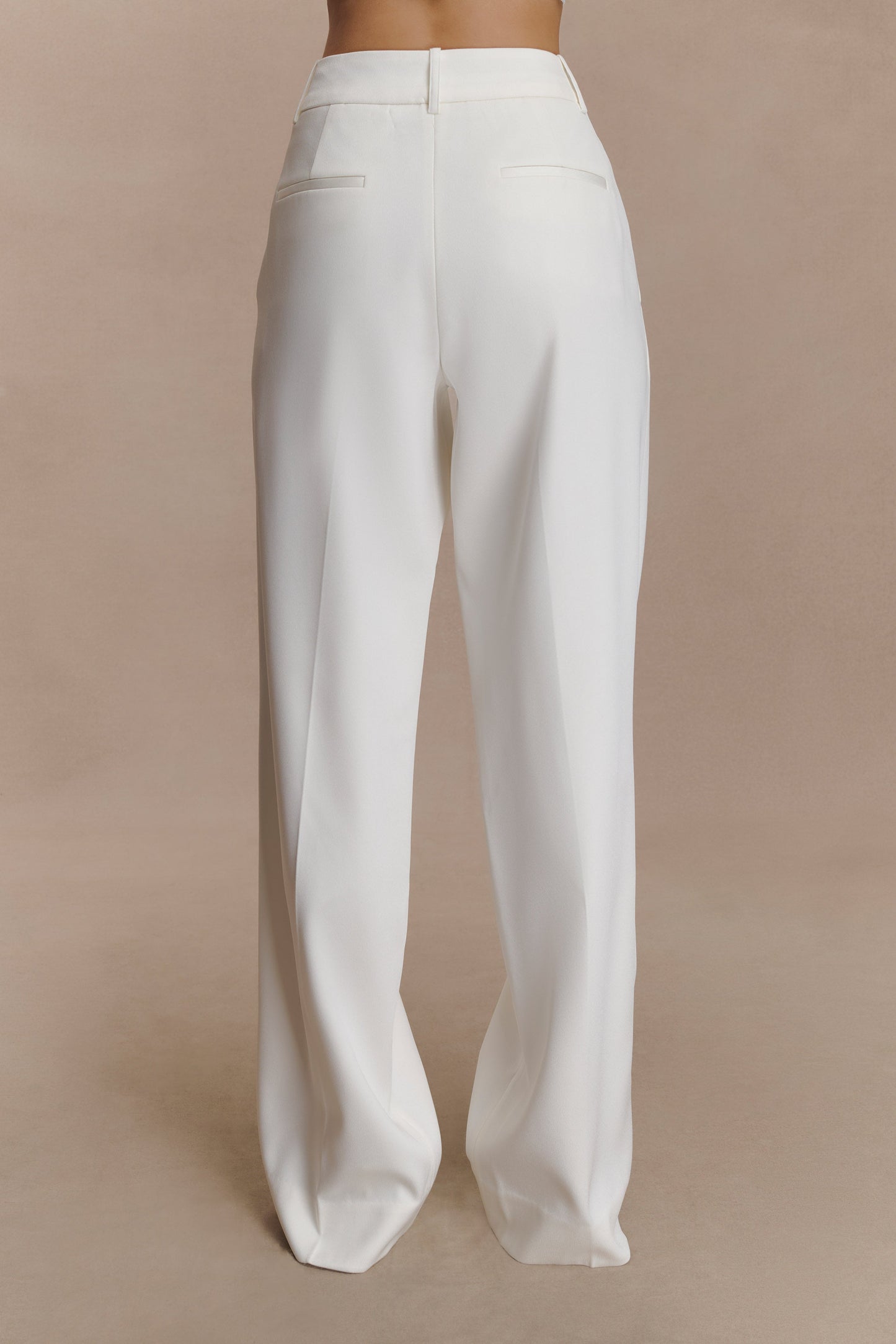 Fatima Satin Straight Leg Pant - White