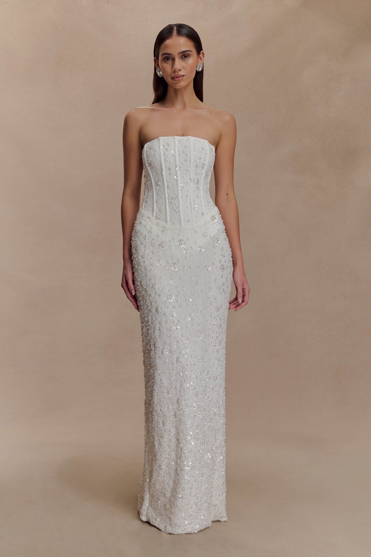 Gemma Strapless Embellished Maxi Dress - Ivory