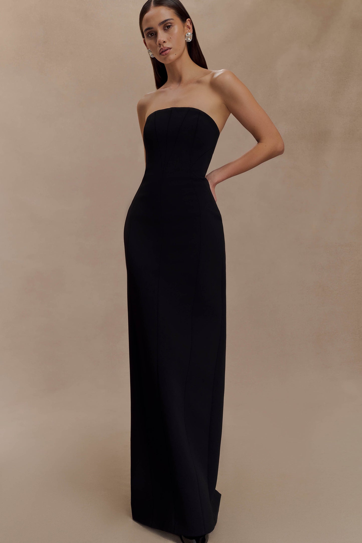 Kalila Strapless Crepe Maxi Dress - Black