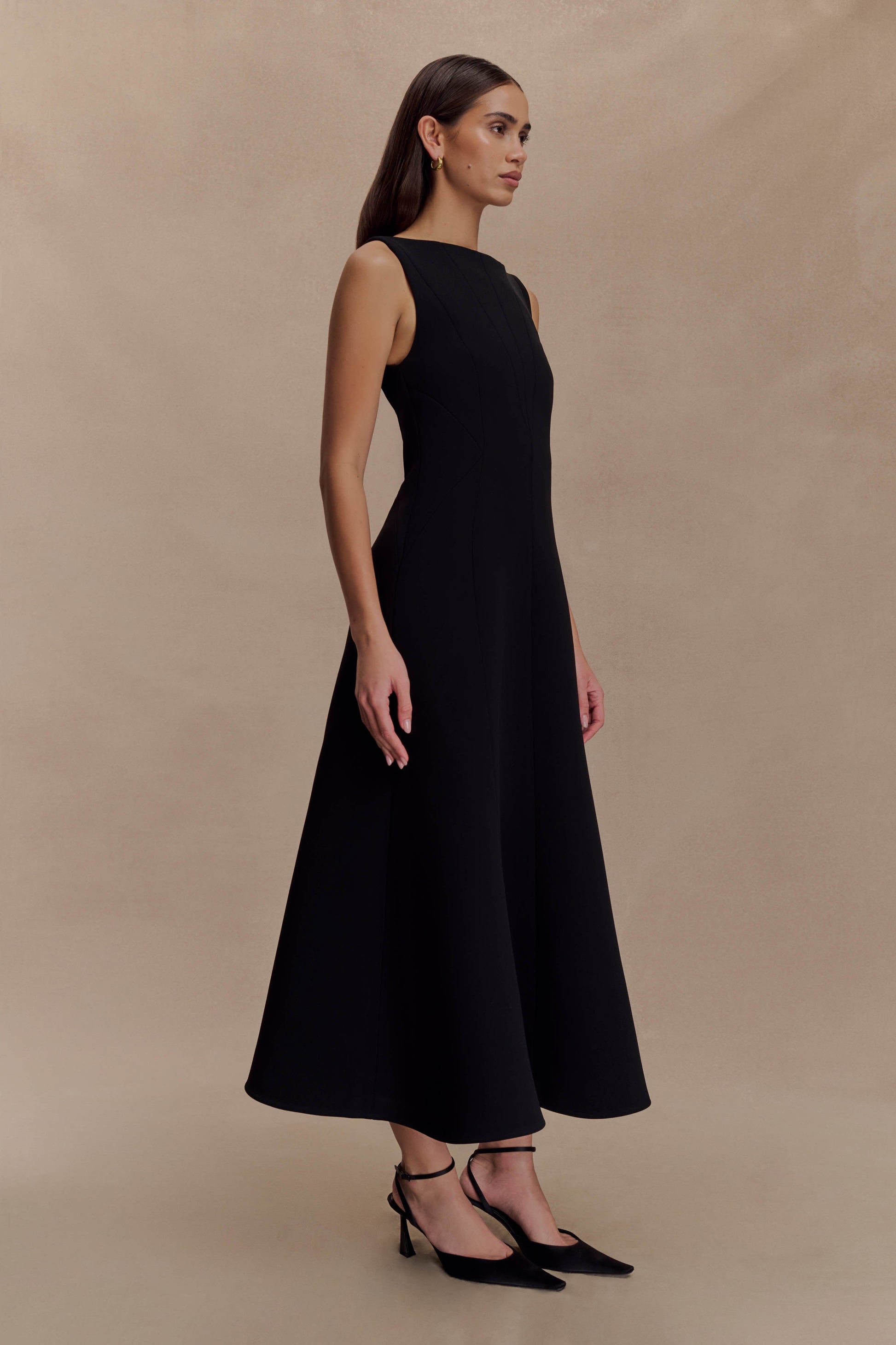 Callista Crepe A-Line Midi Dress - Black #4