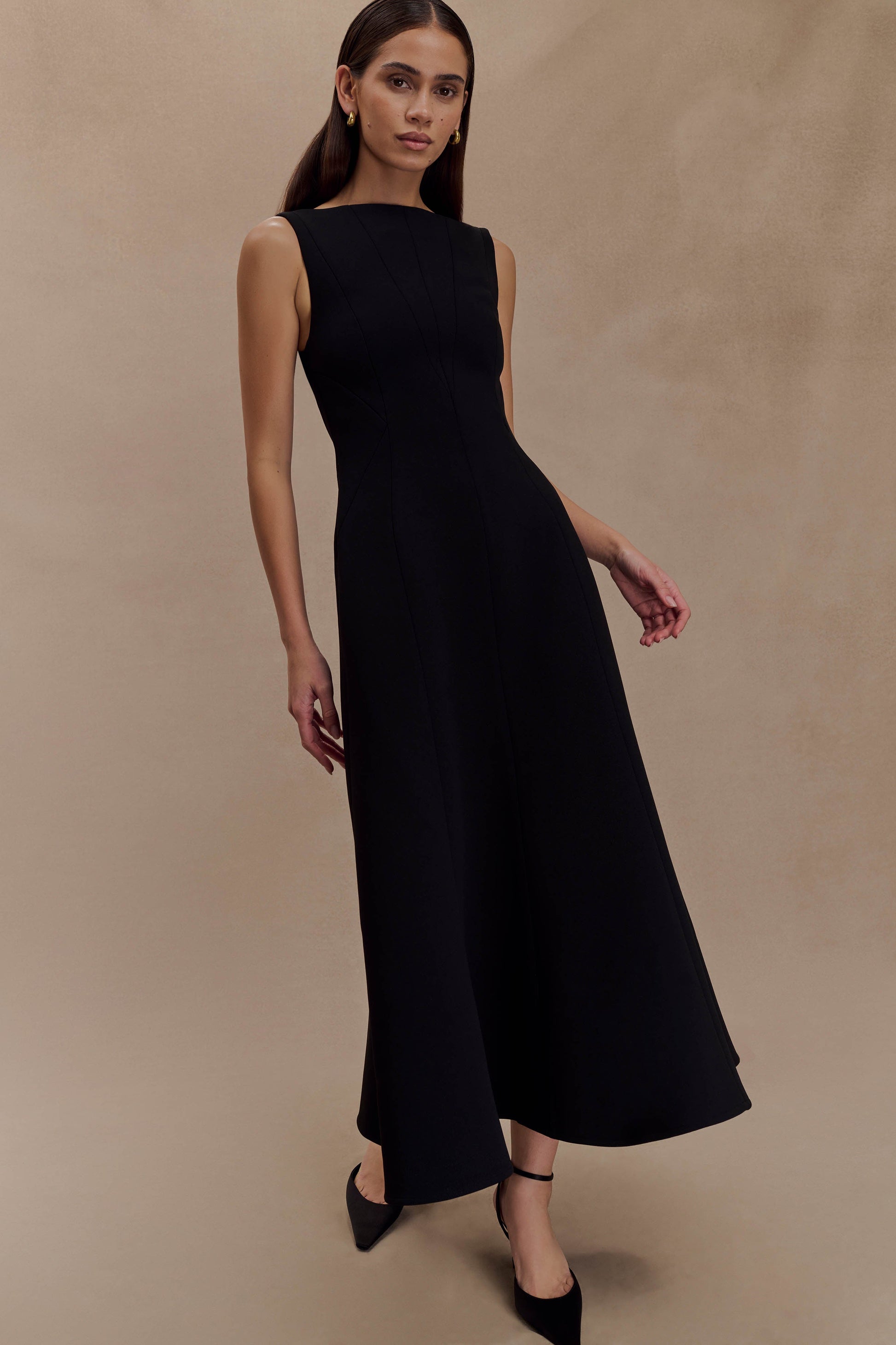 Callista Crepe A-Line Midi Dress - Black #3