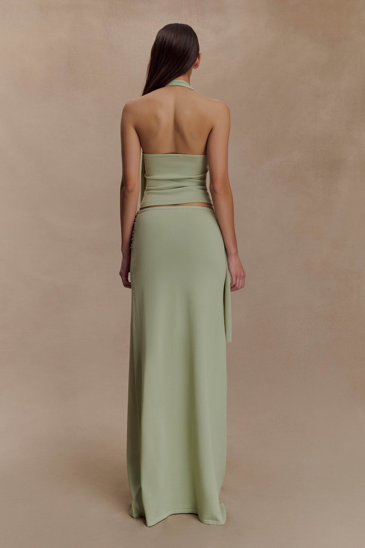 Bowie Low Rise Knit Maxi Skirt - Pastel Green