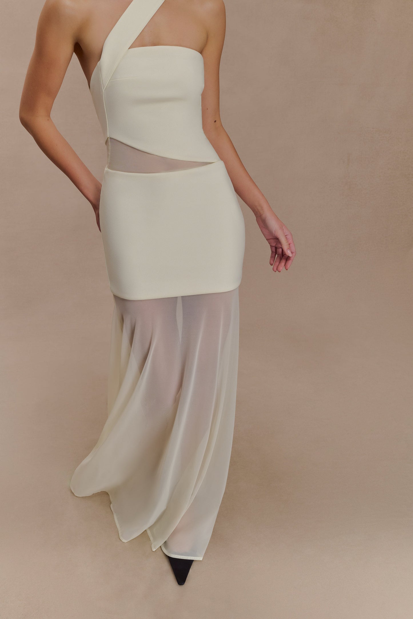 Vashti Cut Out Mesh Maxi Dress - Ivory