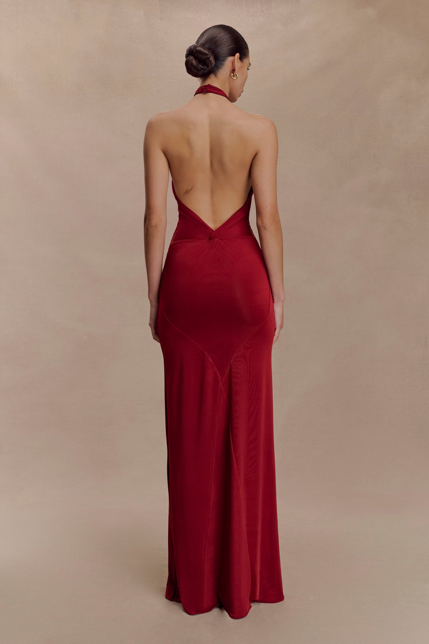 Elyna Slinky Halter Maxi Dress - Deep Red