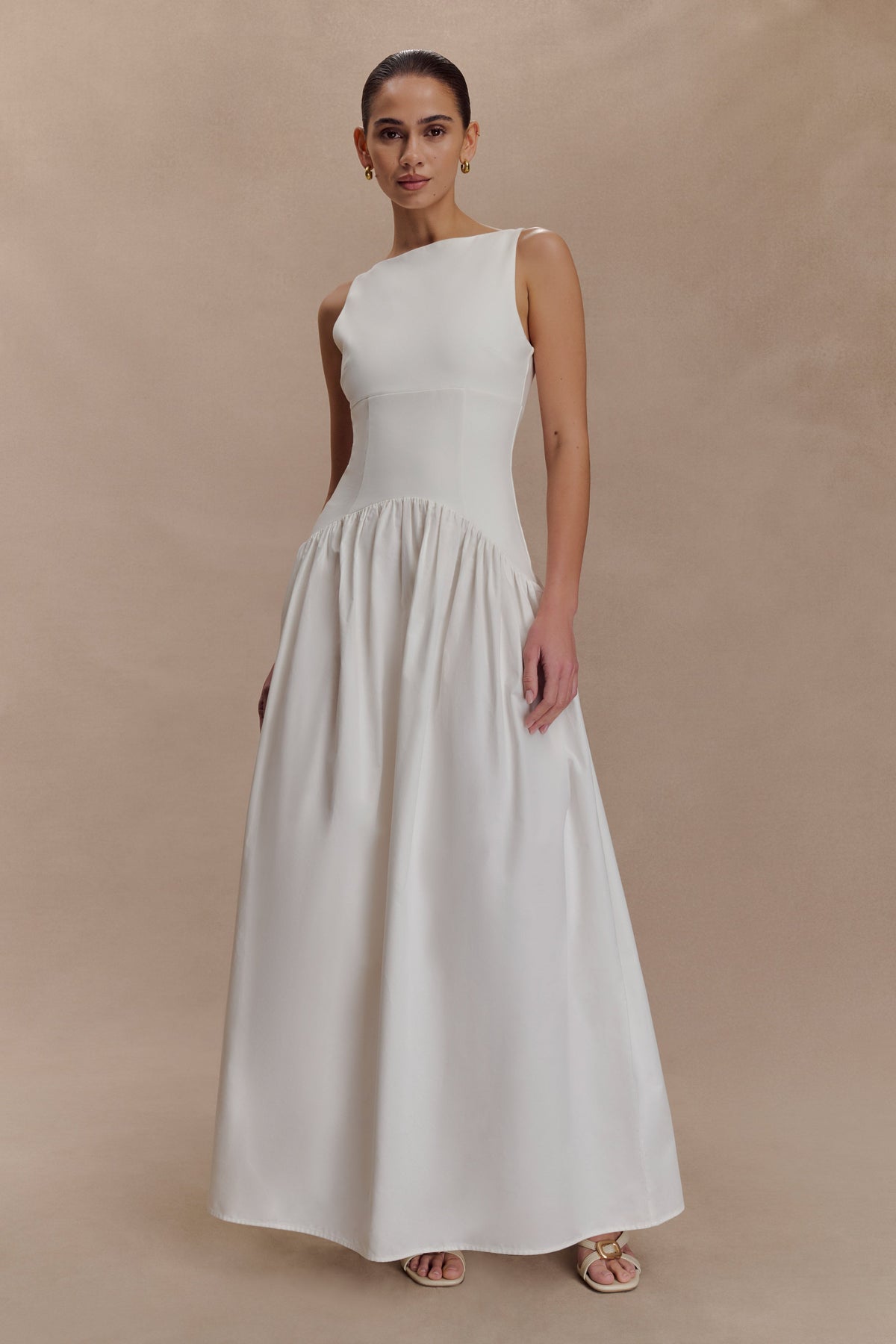 Acacia Contrast Sleeveless Maxi Dress - White