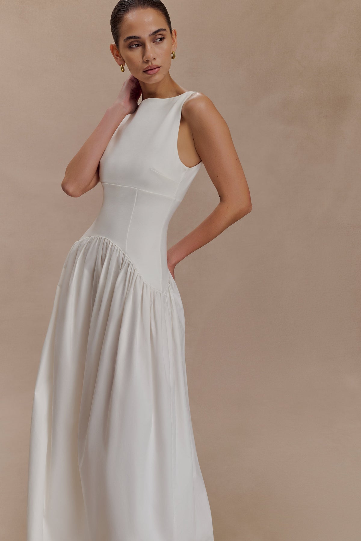 Acacia Contrast Sleeveless Maxi Dress - White