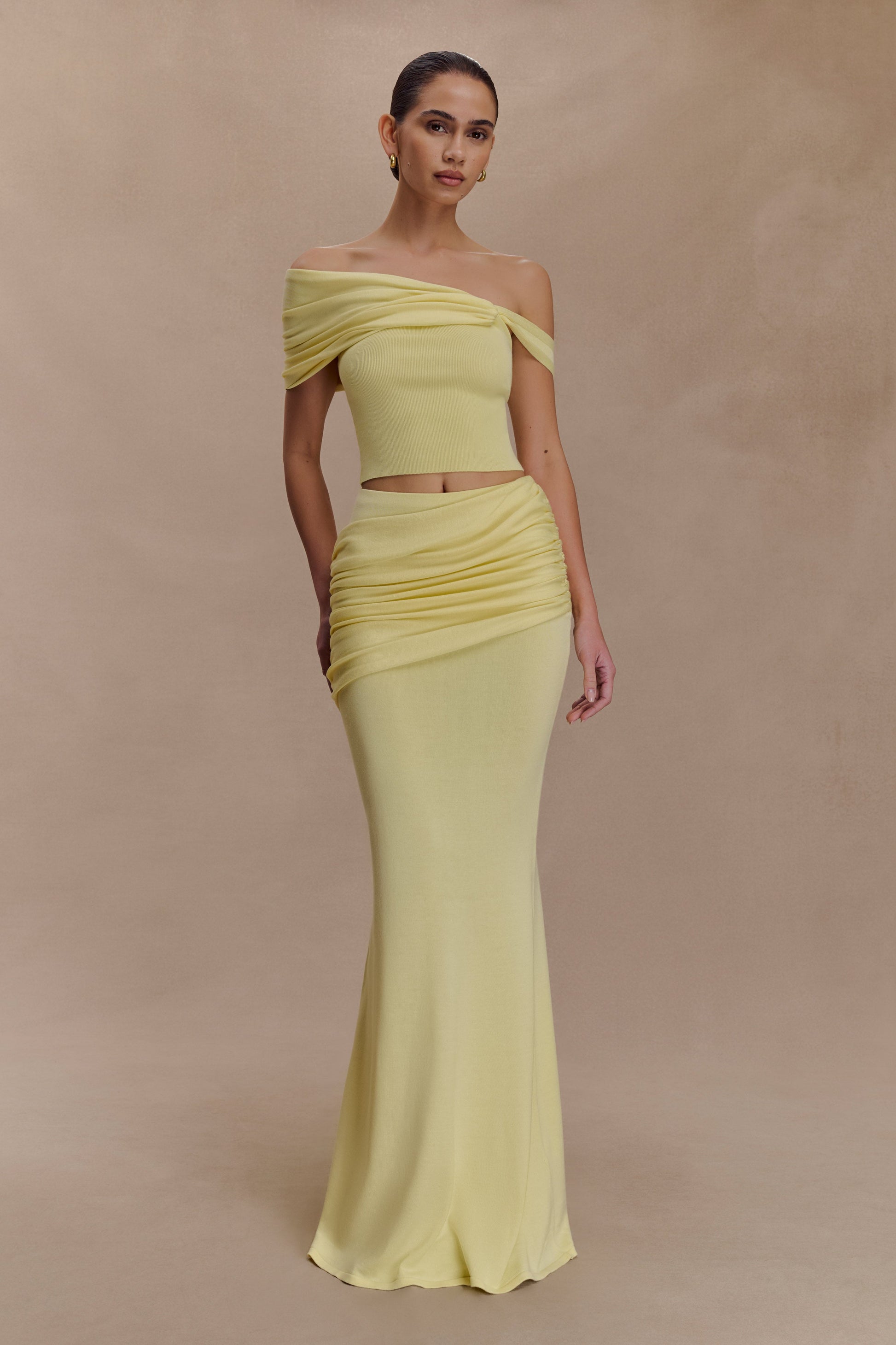 Irene Gathered Knit Top - Lemon #3