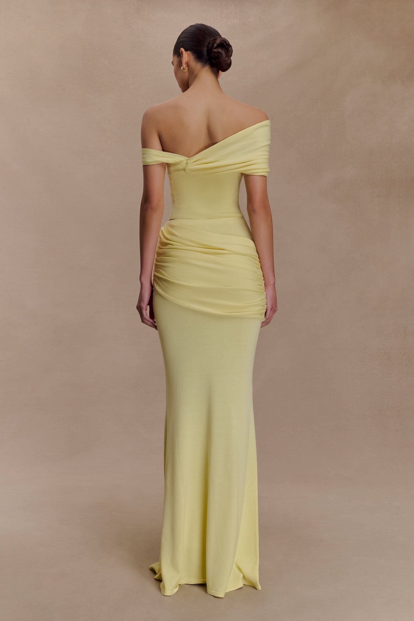 Irene Gathered Knit Maxi Skirt - Lemon