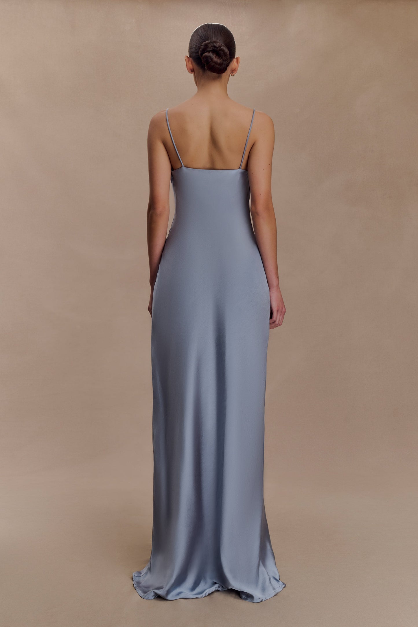 Isadora Lace & Satin Maxi Dress - Frosted Blue