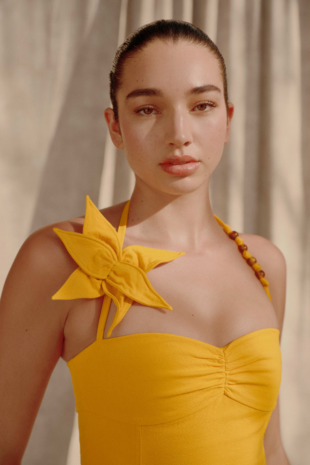 Reyes Cotton Floral Mini Dress - Butterscotch