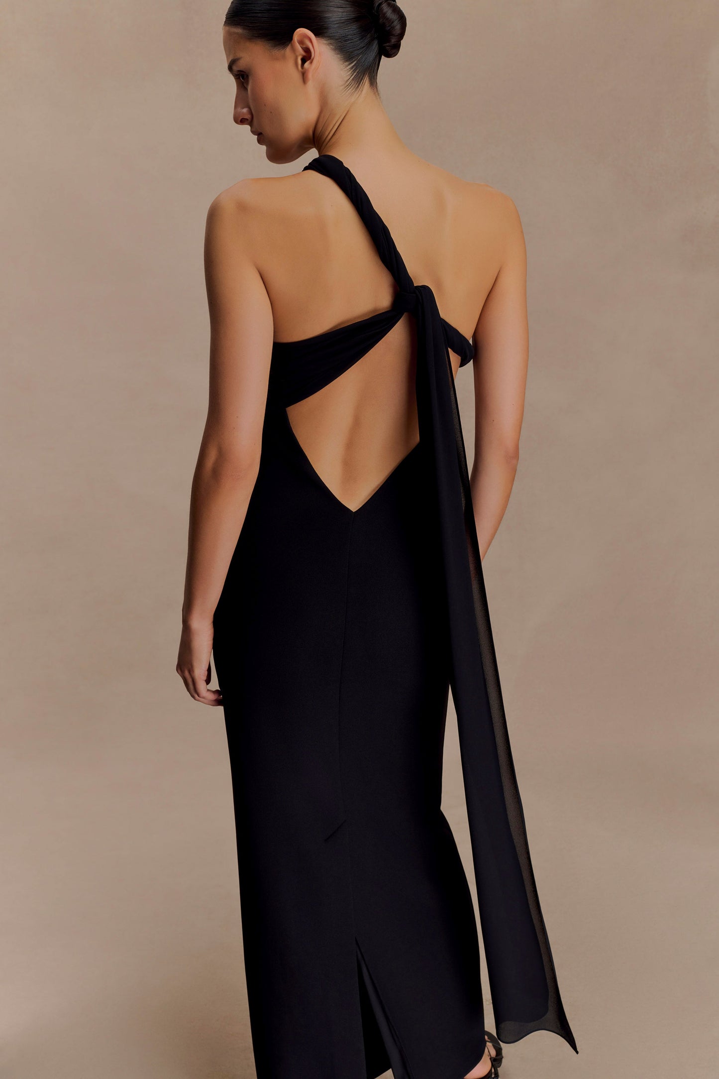 Philippa Knotted Crepe Maxi Dress - Black