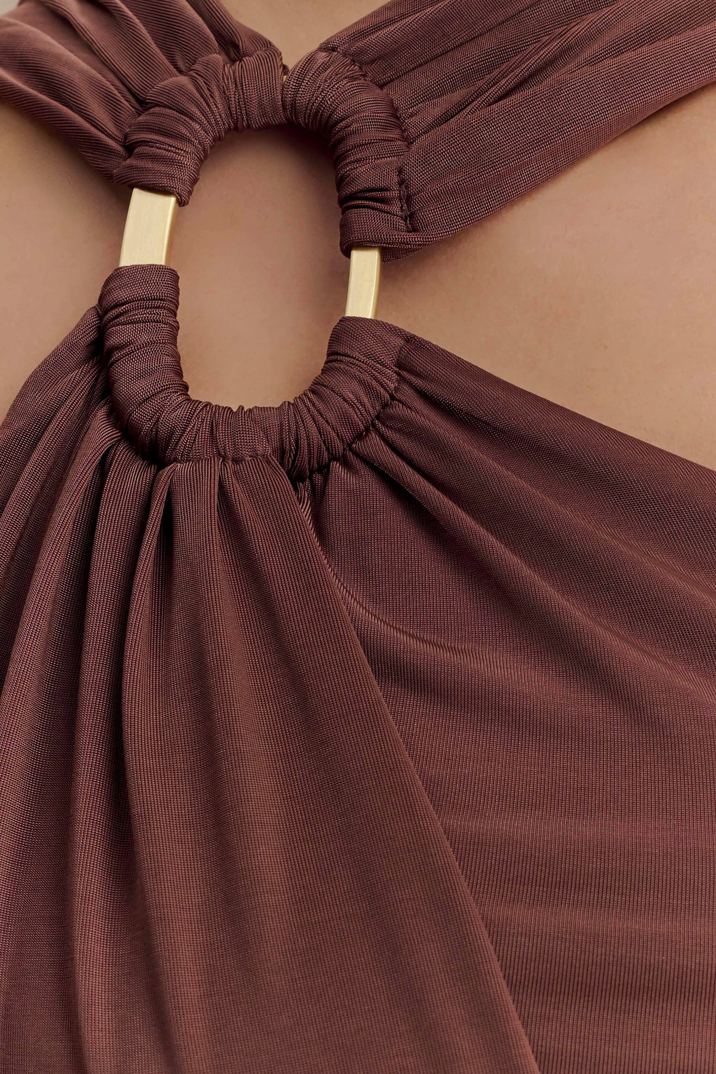 Lottie Slinky Maxi Dress With Split - Chocolate