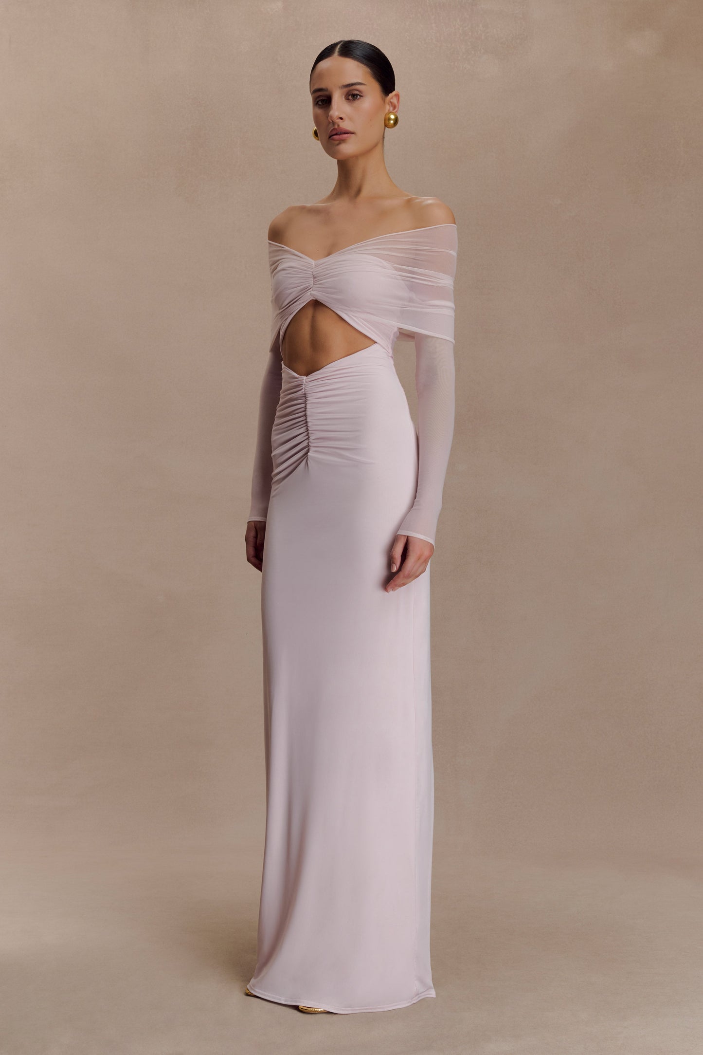 Rafaella Slinky And Mesh Maxi Dress - Pale Pink