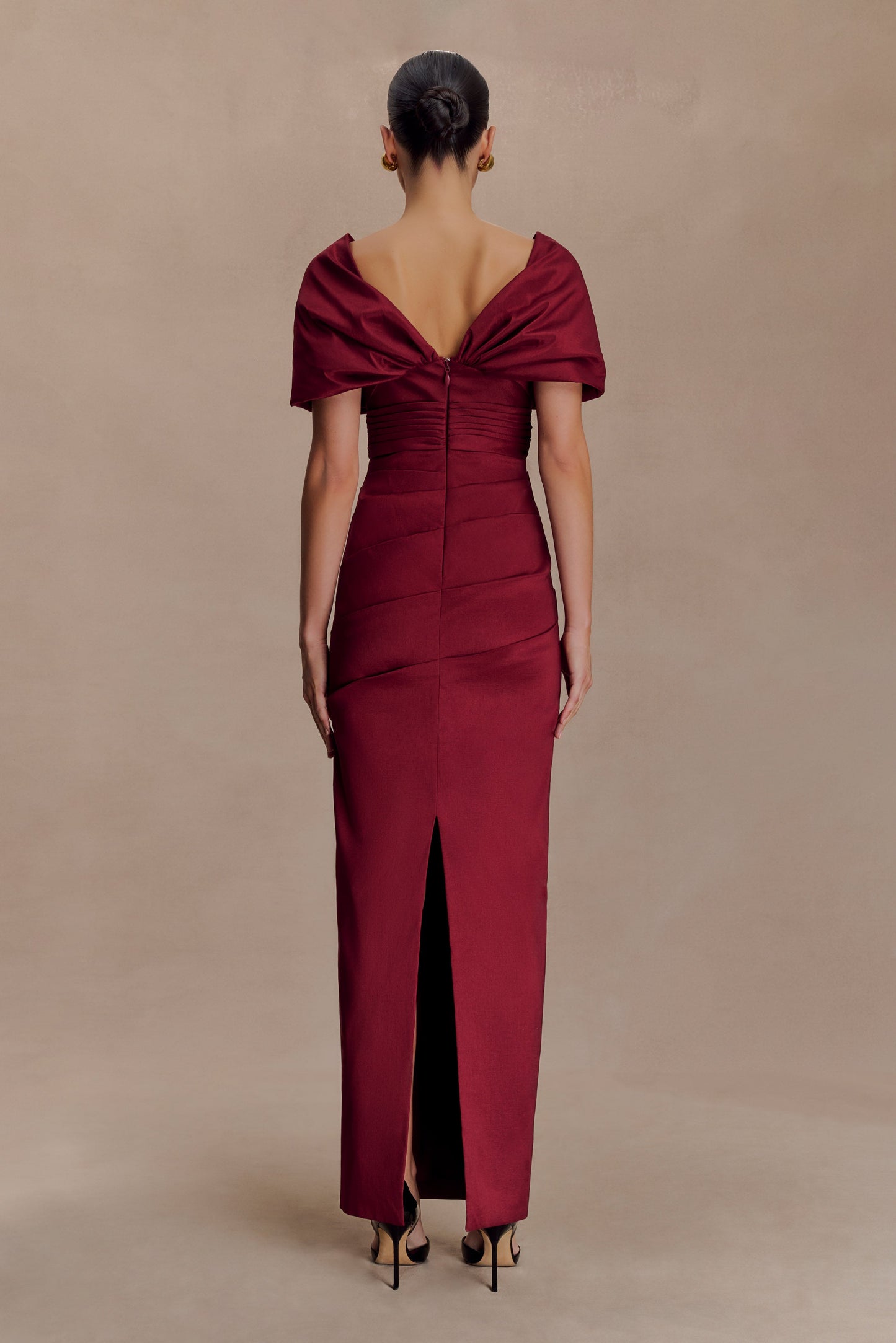 Thelma Bardot Maxi Dress - Wine
