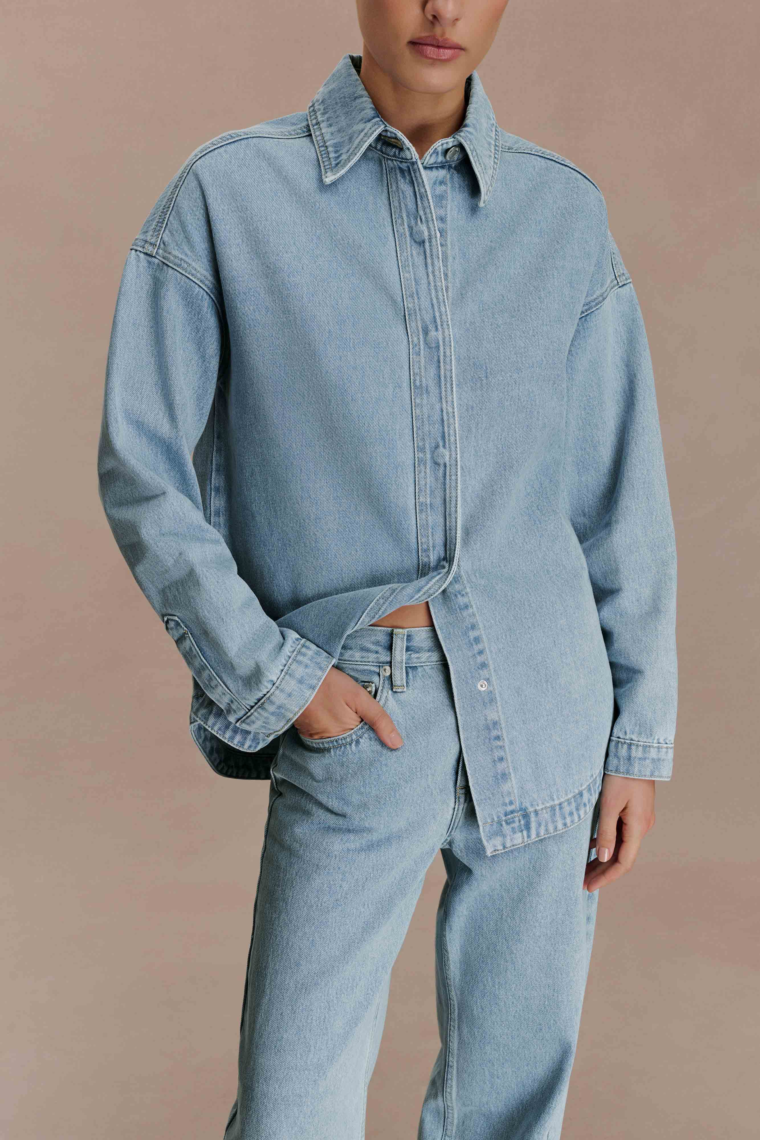 Lioda Oversized Denim Shirt - 80'S Blue | MESHKI UK