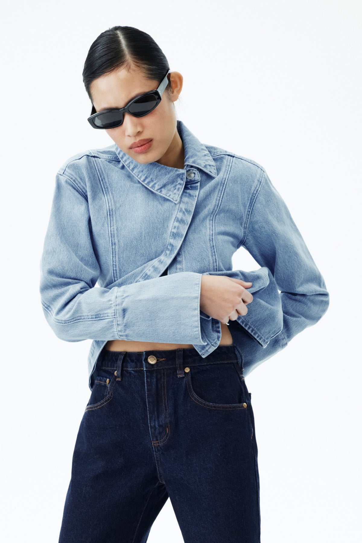 Jericho Asymmetrical Denim Shirt - Classic Blue