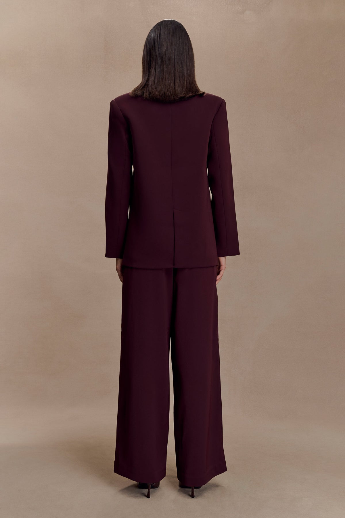 Arlo Wide Leg Suiting Trouser - Mahogany