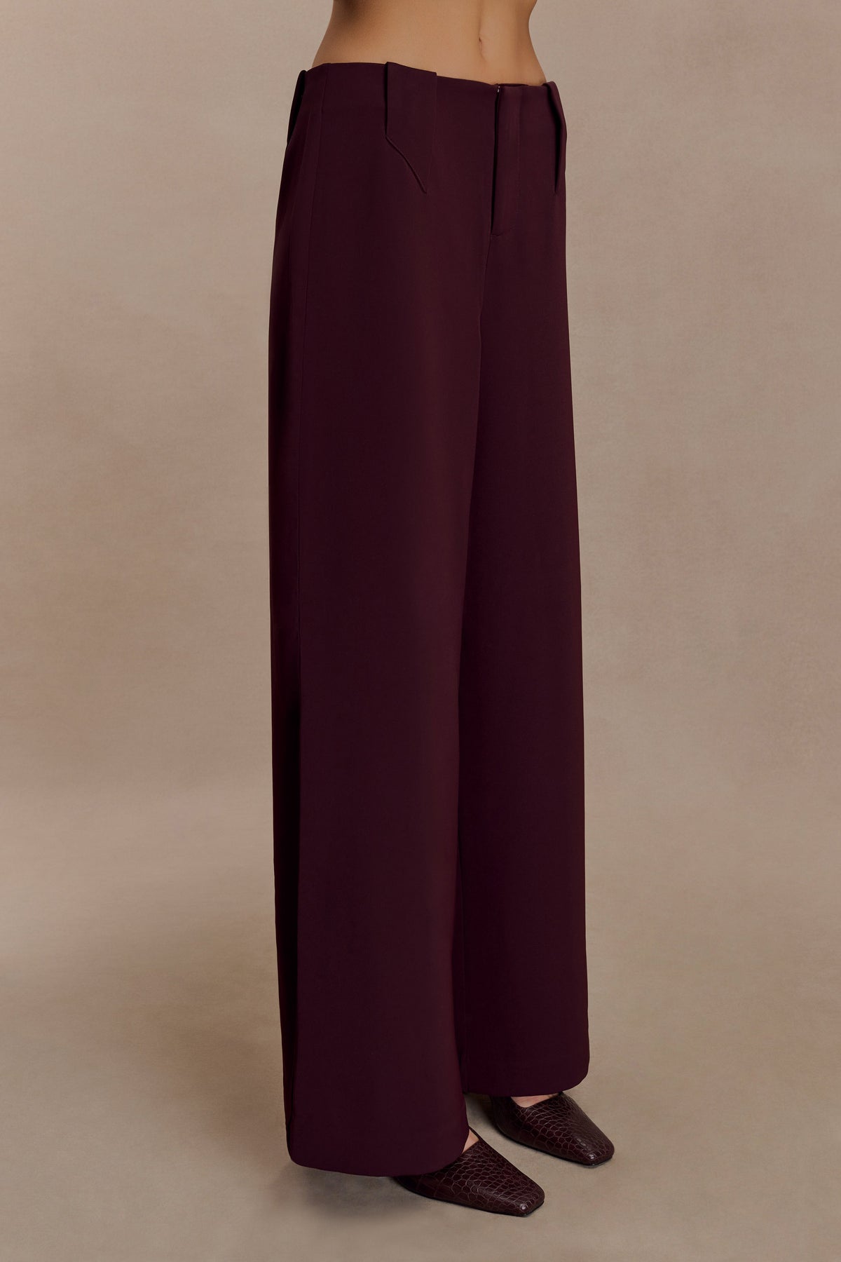 Arlo Wide Leg Suiting Trouser - Mahogany