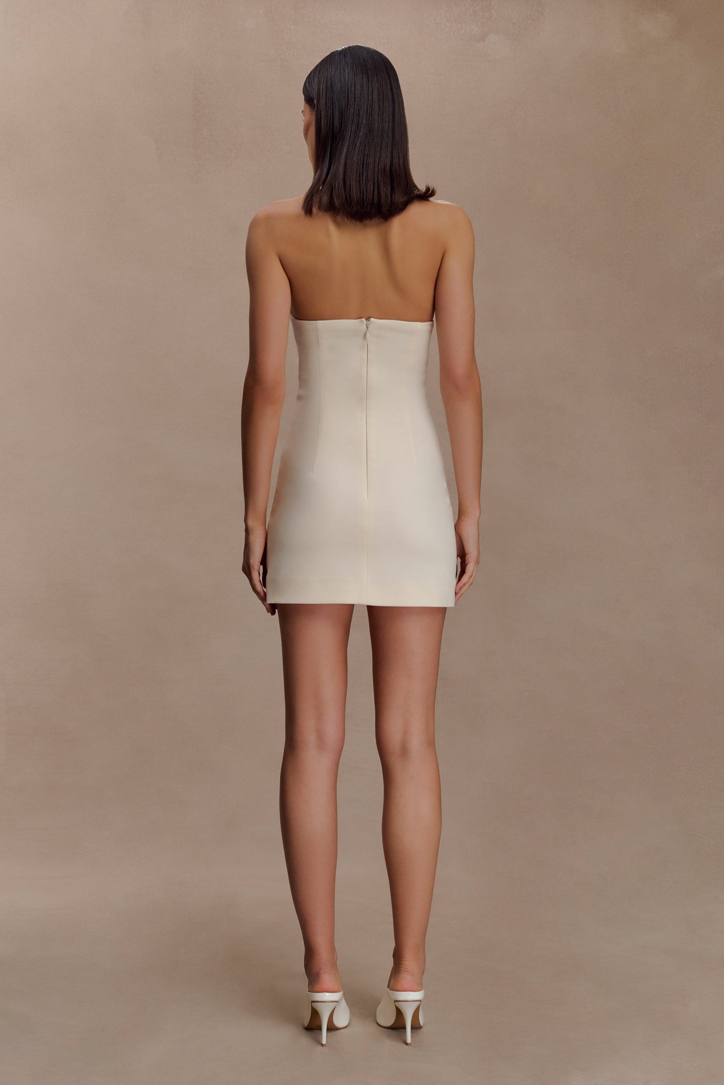 Christina Cross Over Mini Dress - Buttercream