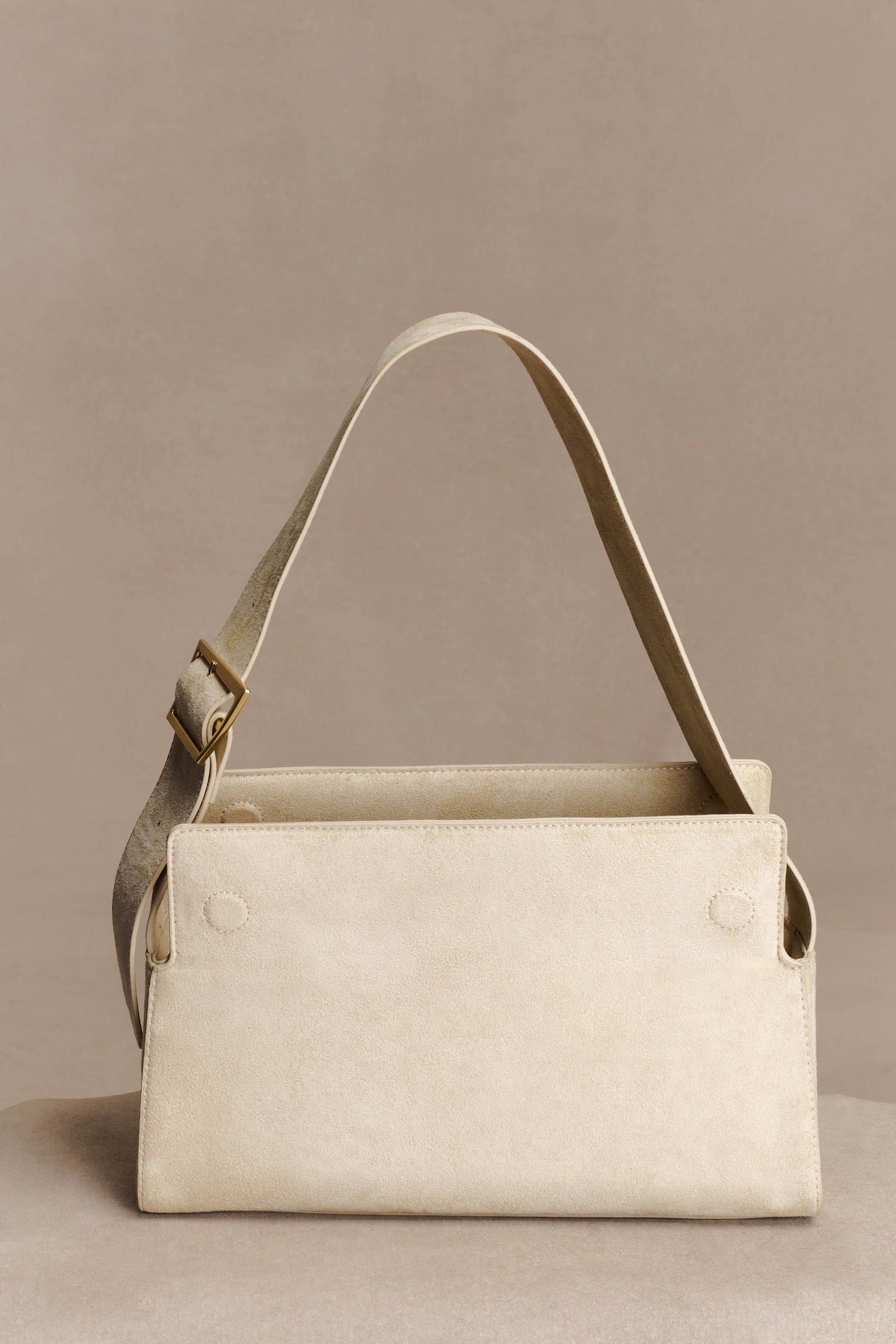 Maria Faux Suede Shoulder Bag - Stone