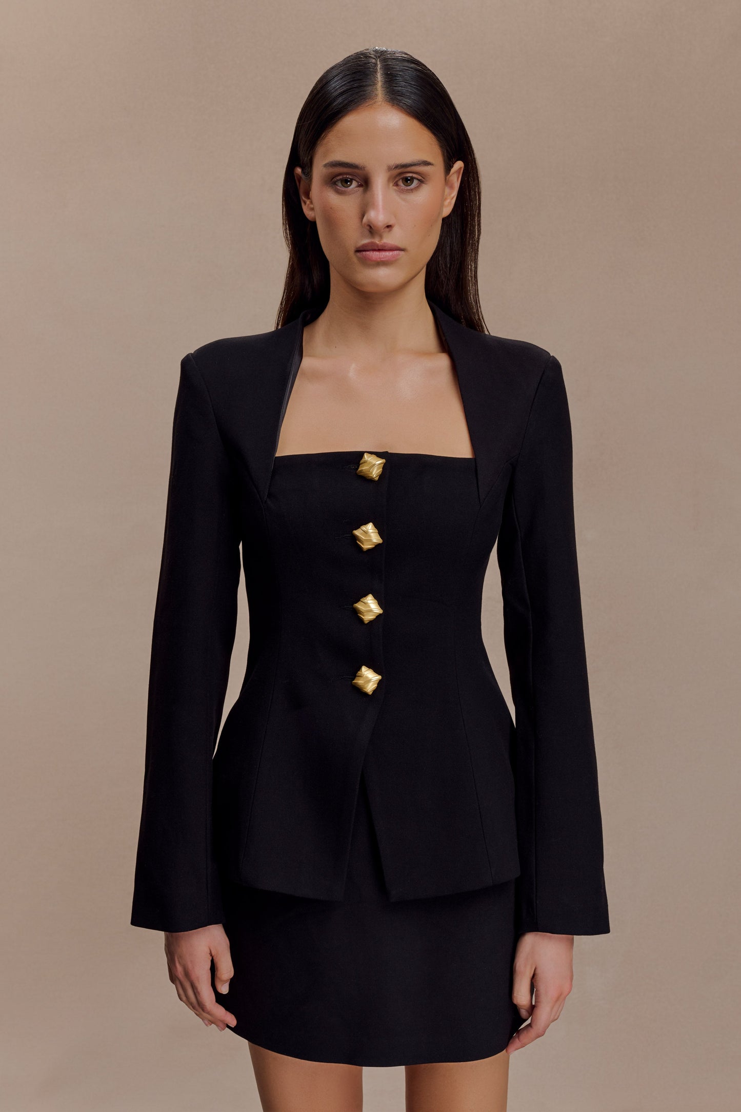Christel Suiting Fitted Blazer - Black