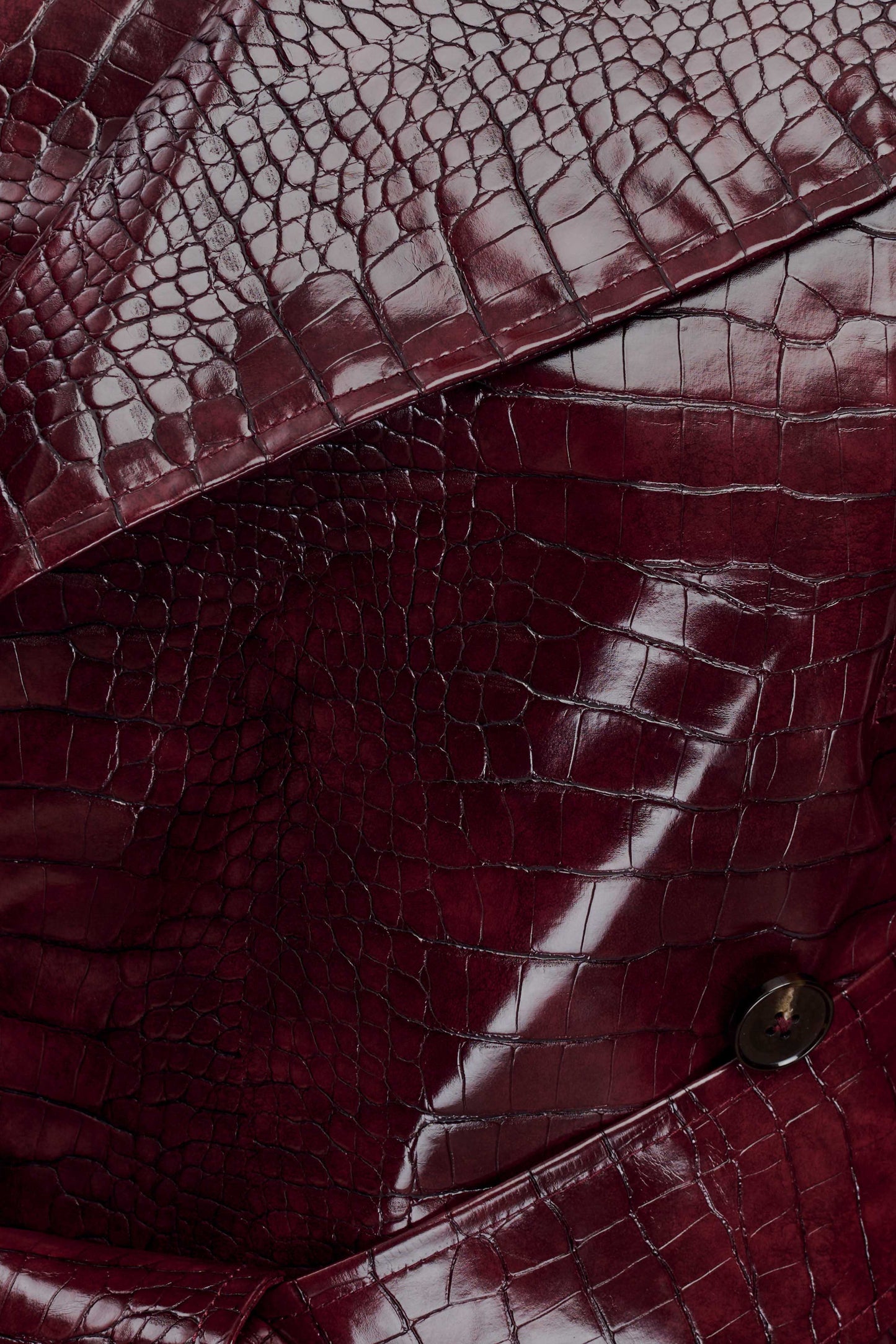 Archie Croc Faux Leather Cropped Jacket - Burgundy