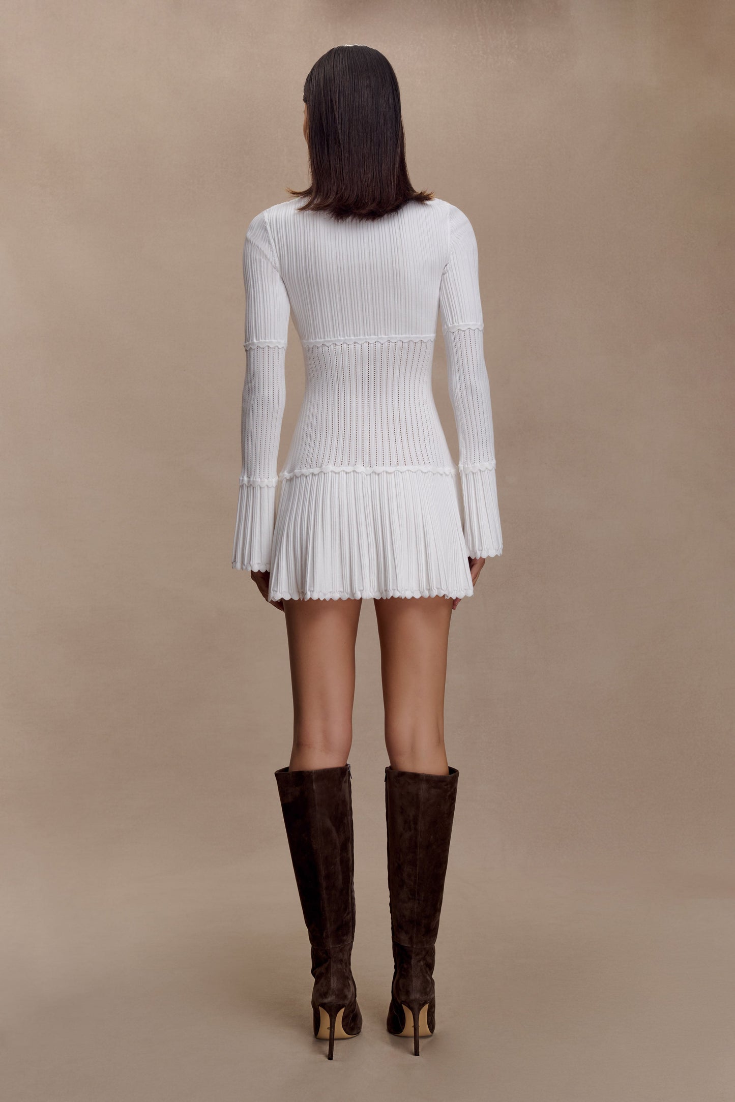 Adena Pointelle Knit Mini Dress - Ivory