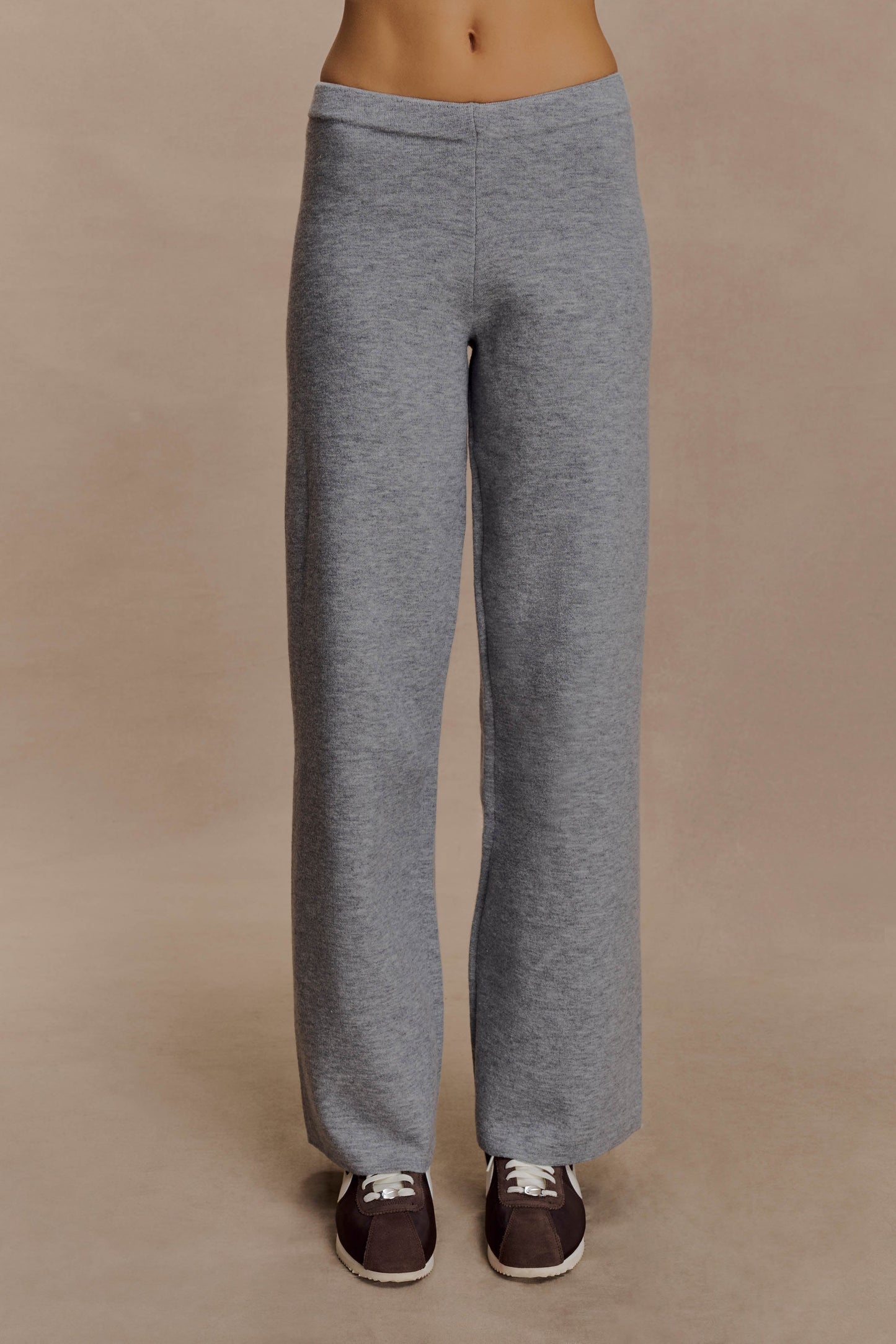 Kerrymae Straight Leg Knit Pants - Grey Marle