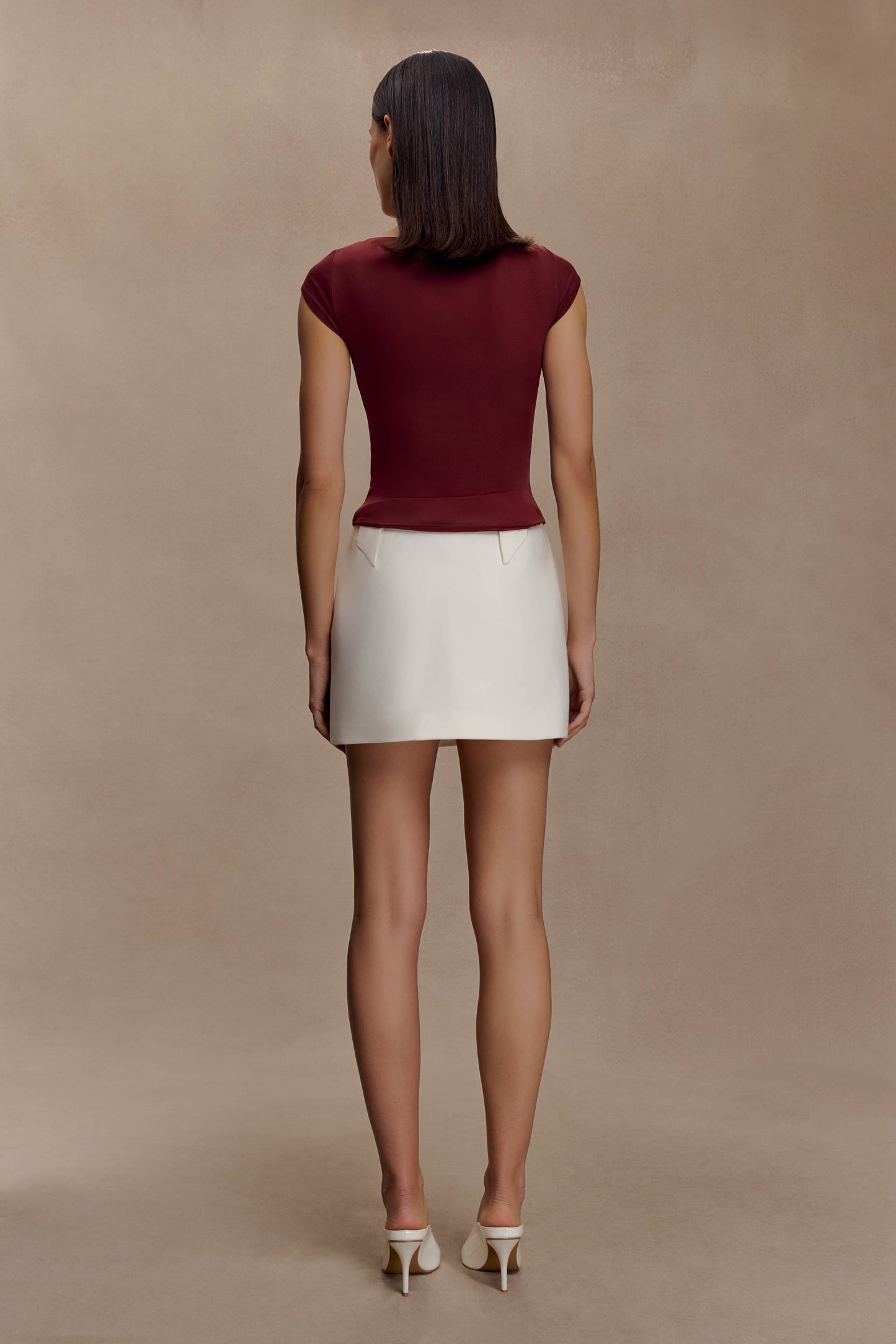 Romana Short Sleeve Mesh Top - Burgundy