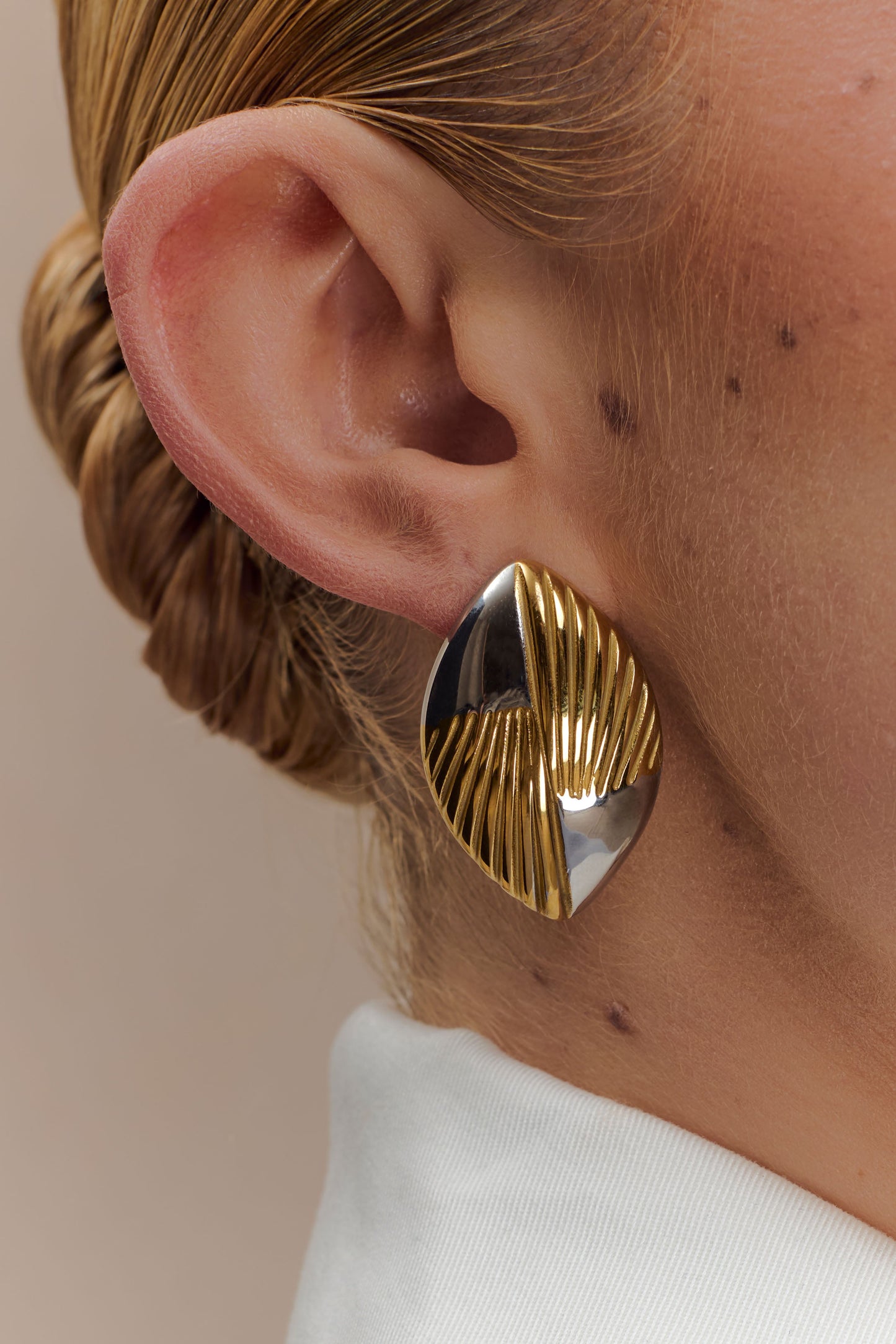 Felicity Mixed Metal Oval Earrings - Gold