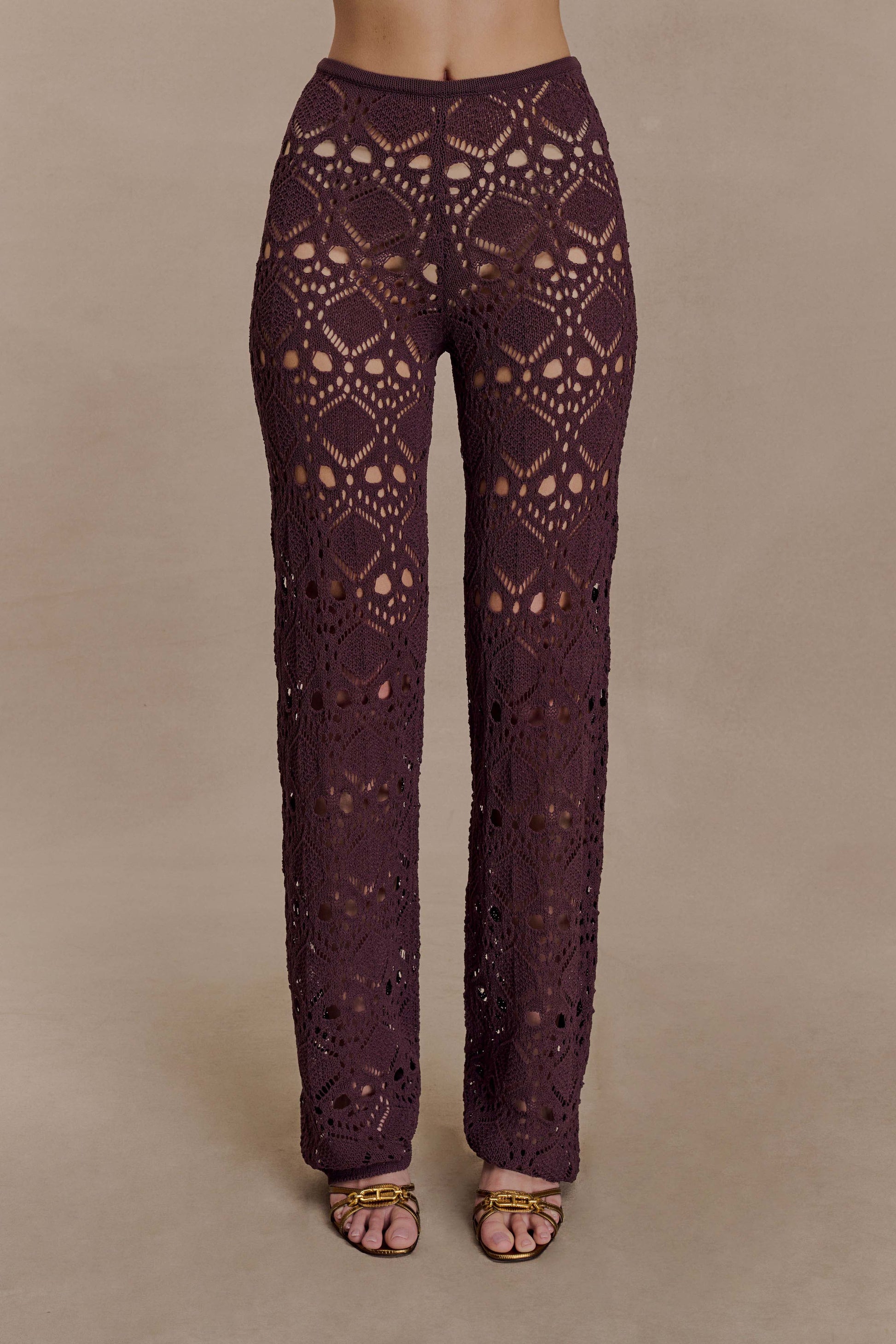 Trena Crochet Knit Pants - Chocolate #8
